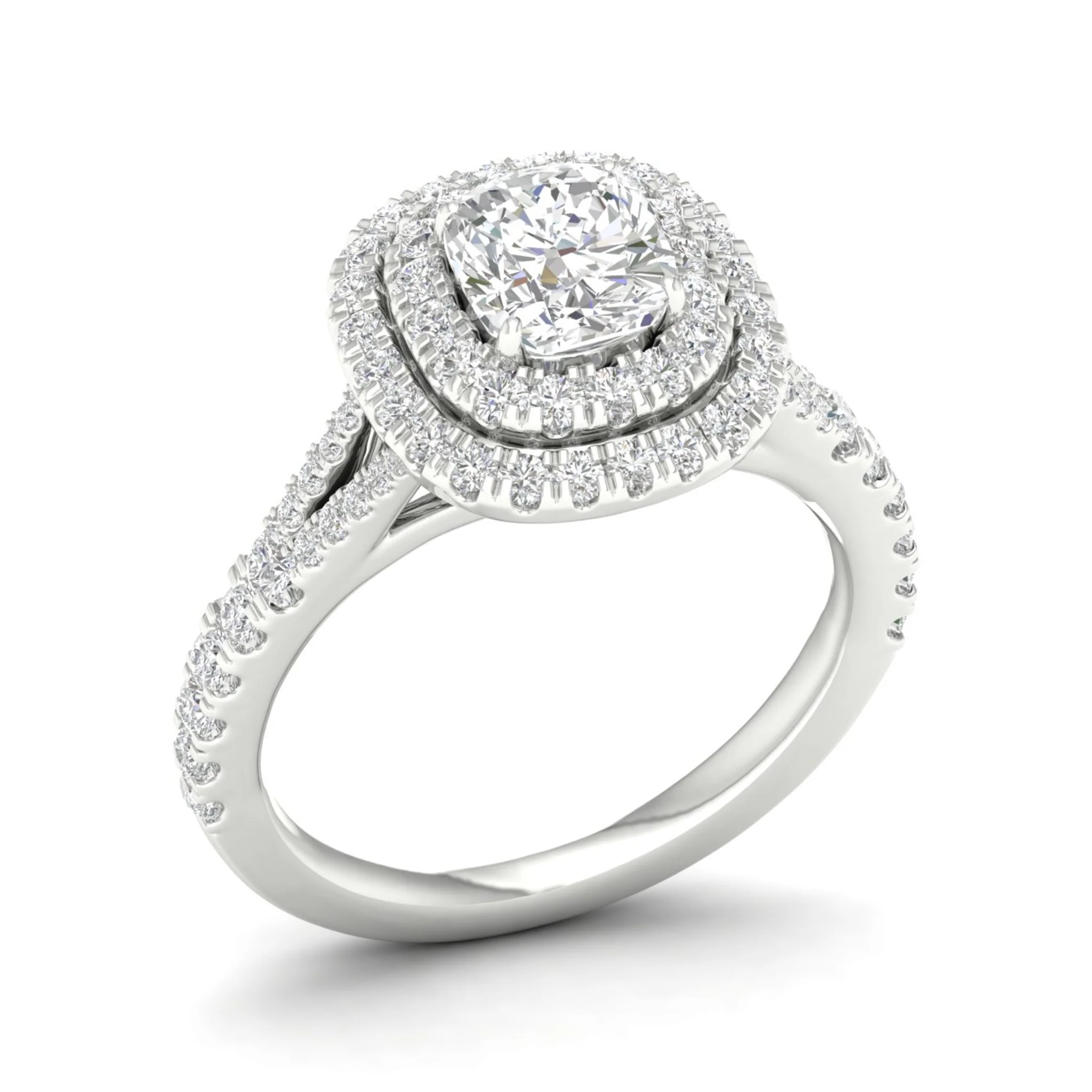1 7/8 ctw Cushion Double Halo Classic Split Shank Ring - Image 8