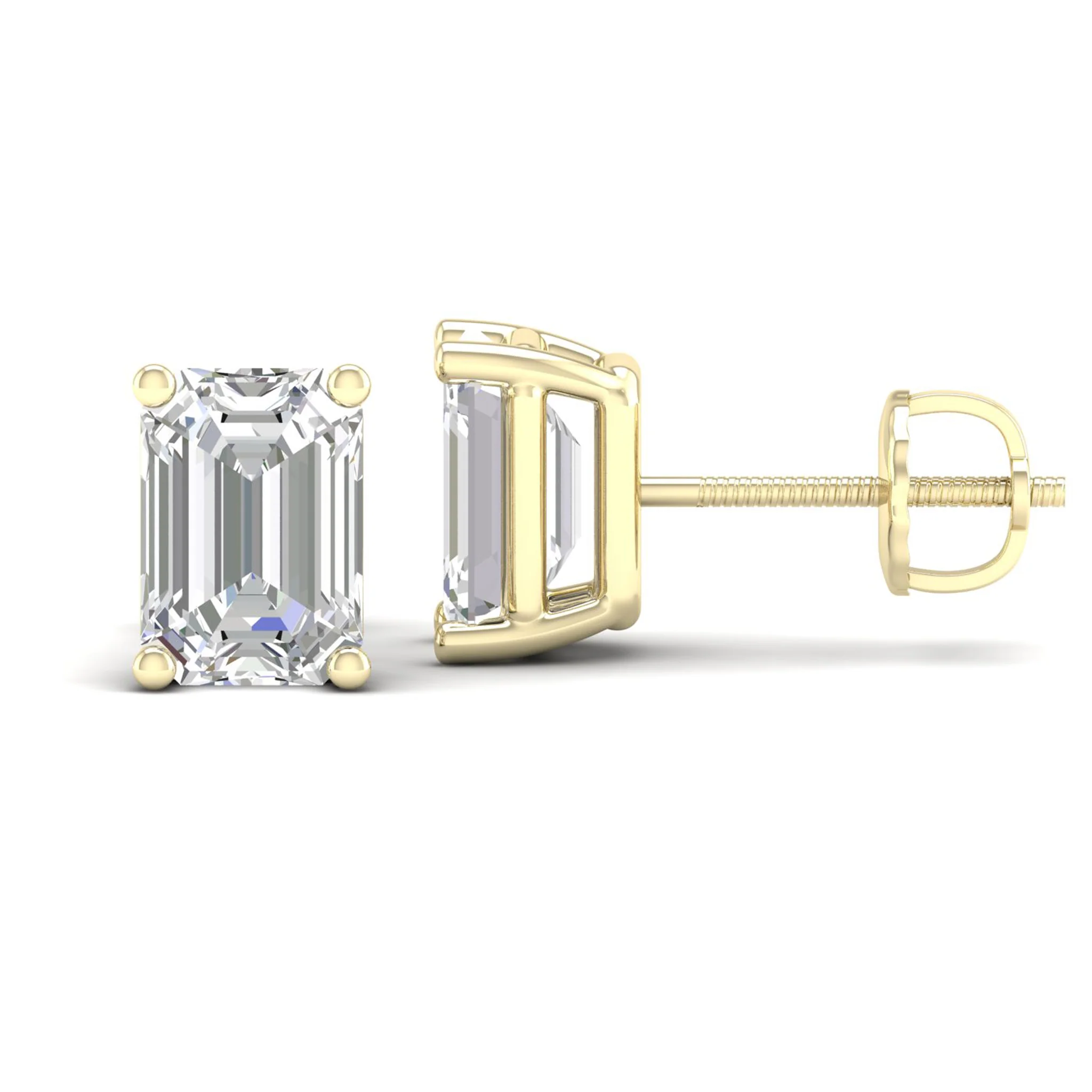 10 ctw Classic Emerald Solitaire Ear Stud - Image 3