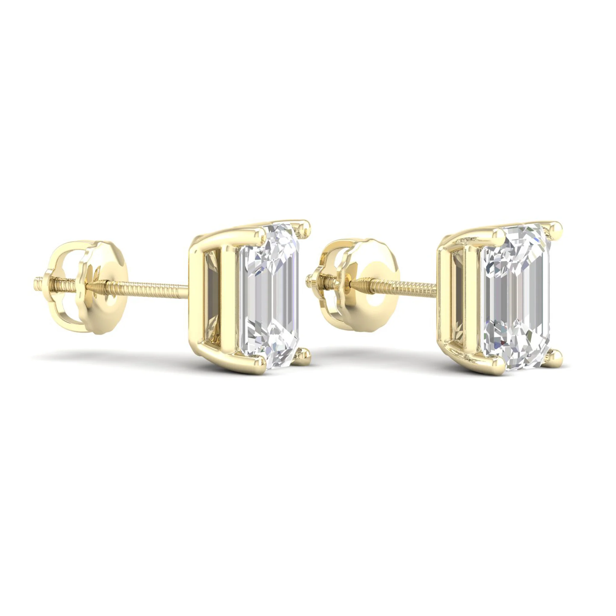 10 ctw Classic Emerald Solitaire Ear Stud - Image 4