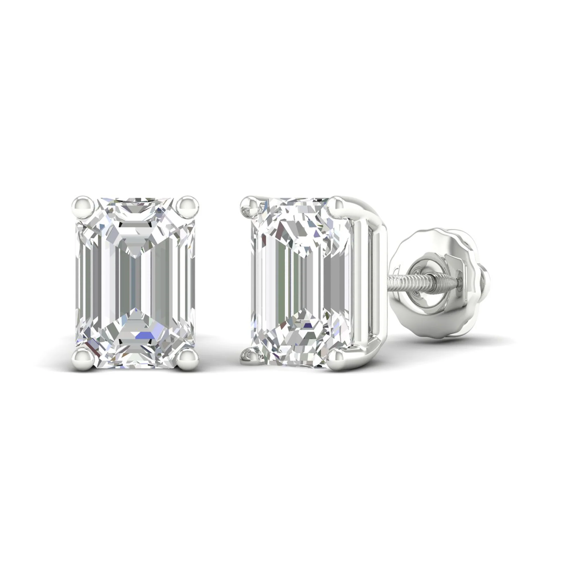 10 ctw Classic Emerald Solitaire Ear Stud - Image 5