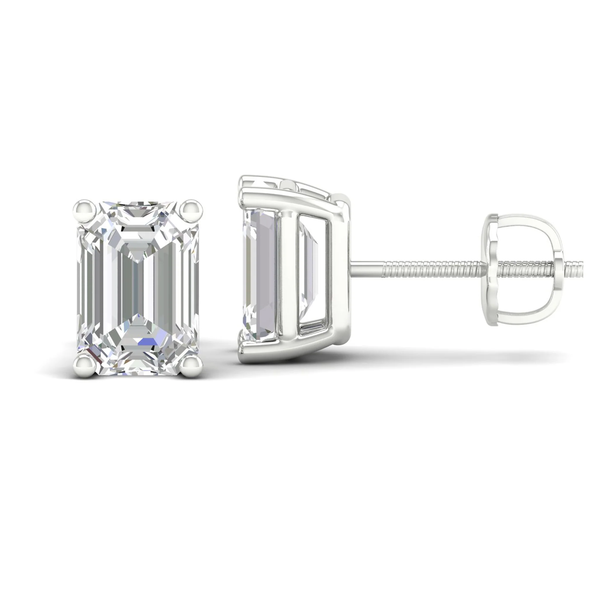 10 ctw Classic Emerald Solitaire Ear Stud - Image 7