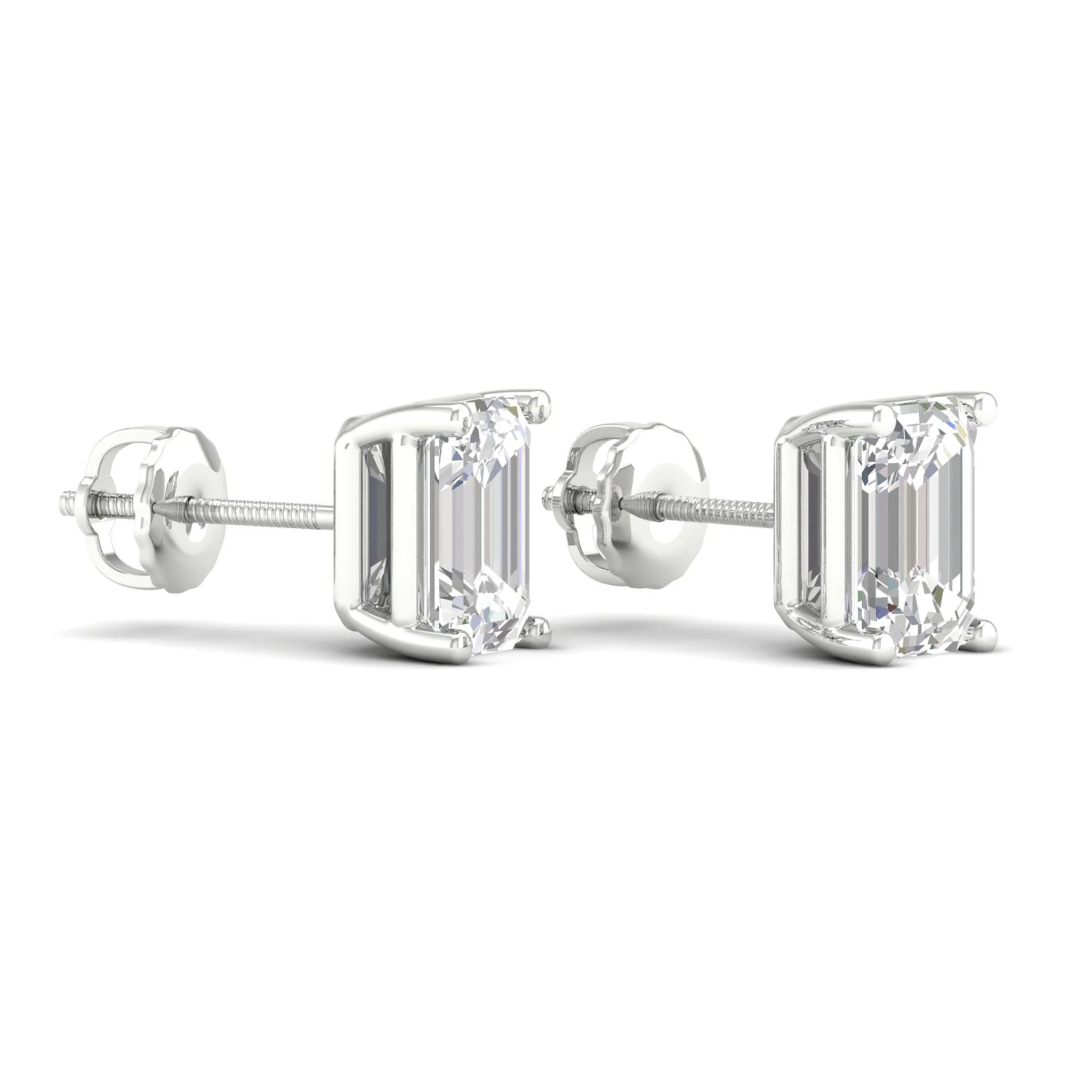 10 ctw Classic Emerald Solitaire Ear Stud - Image 8