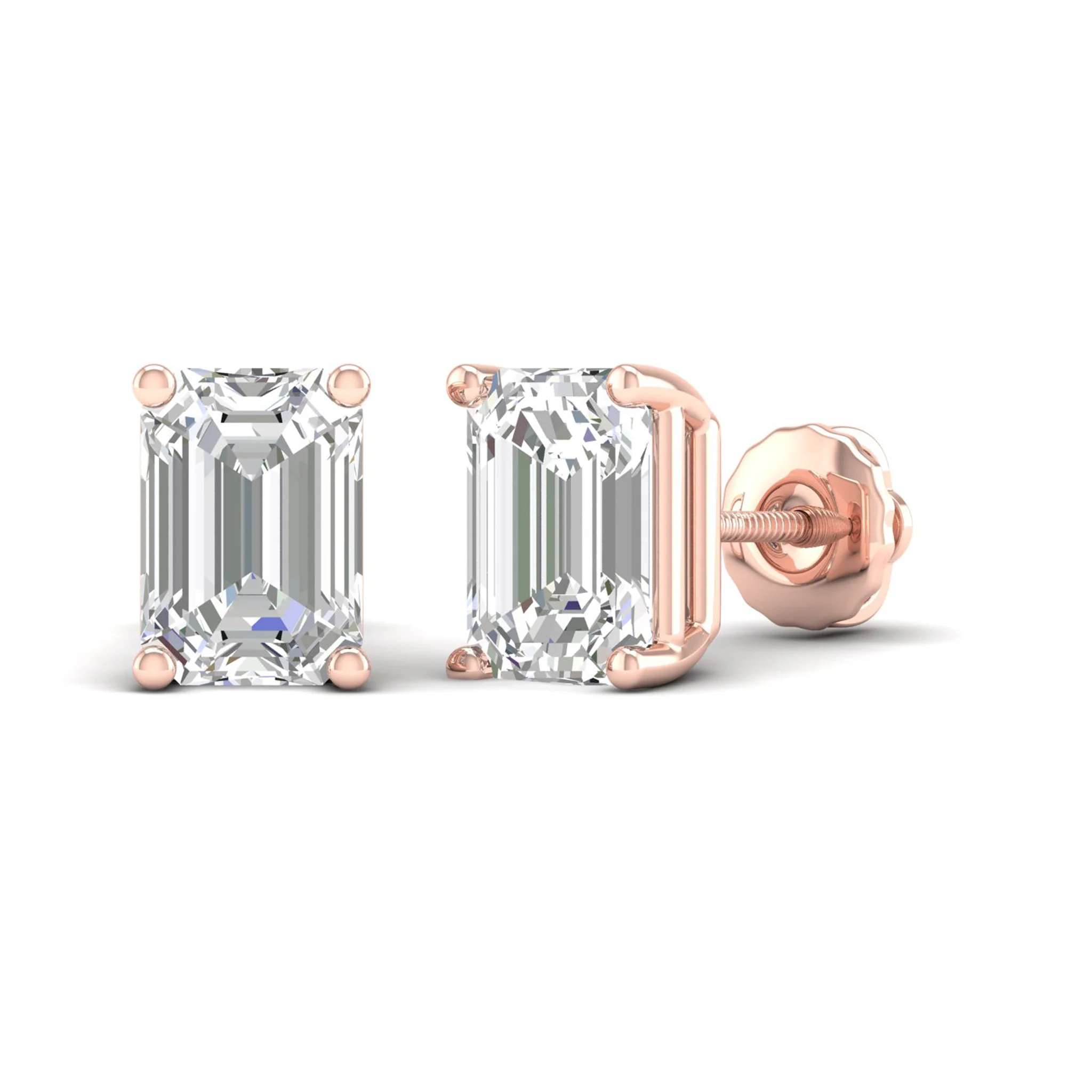 10 ctw Classic Emerald Solitaire Ear Stud - Image 9