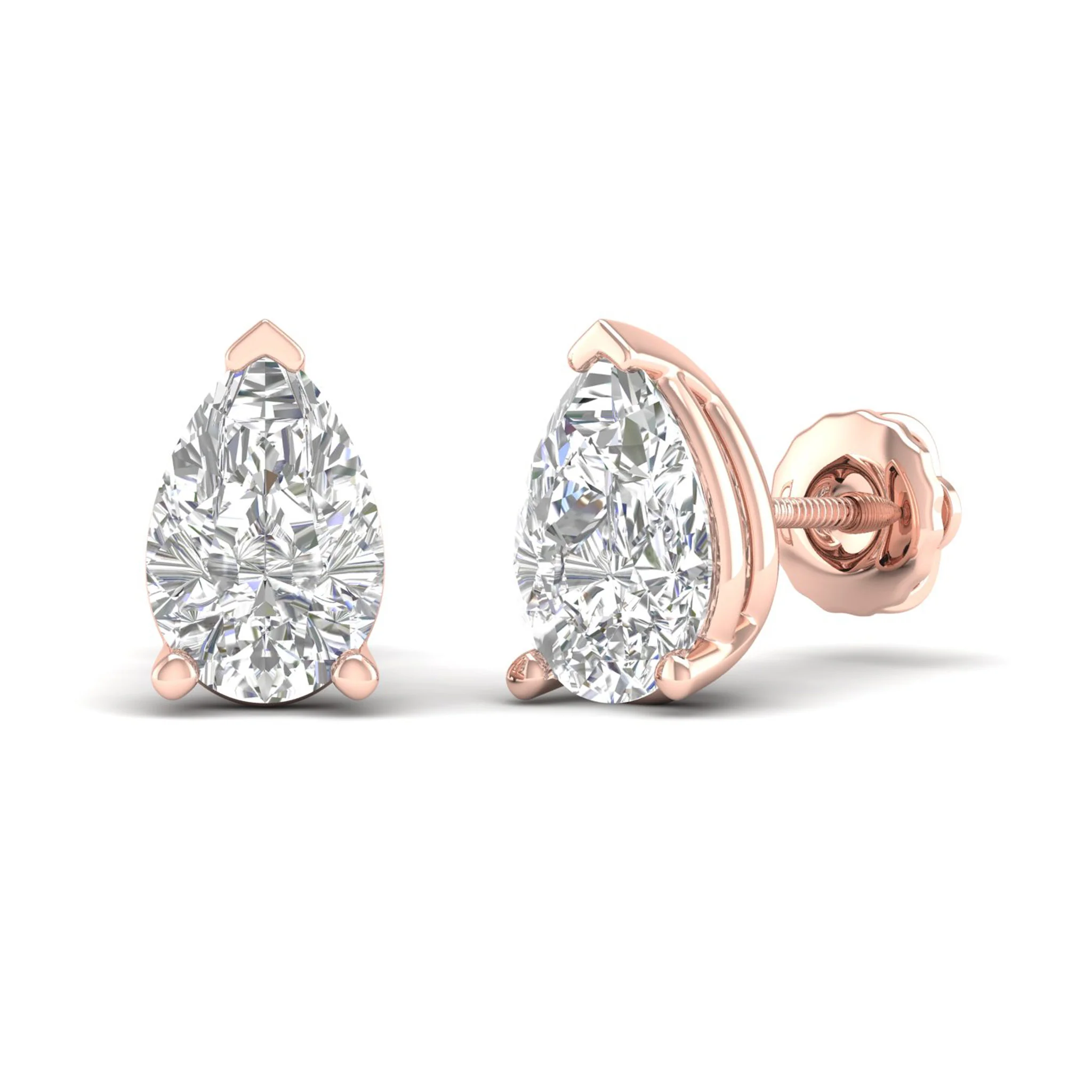 10 ctw Classic Pear Solitaire Ear Stud - Image 9