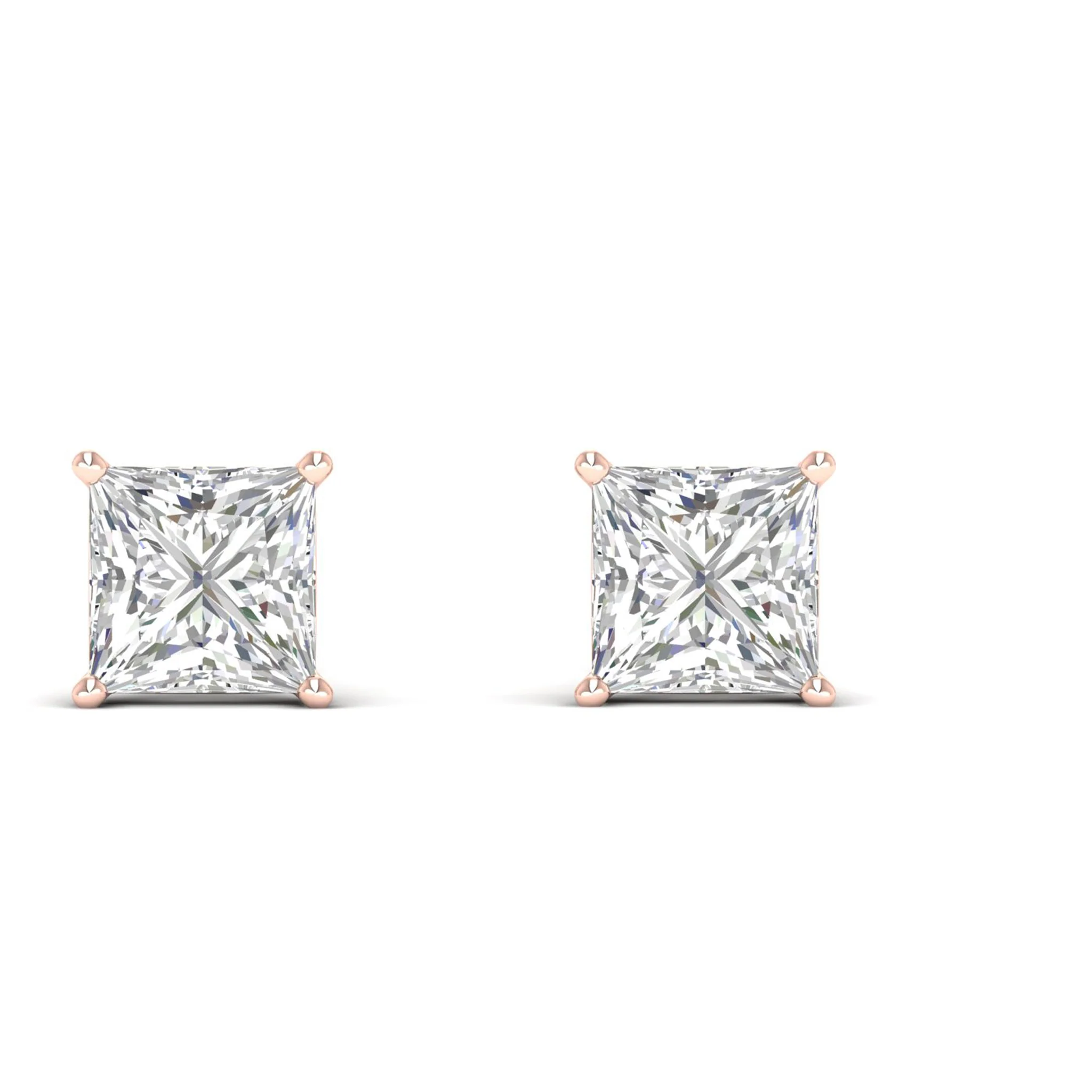 10 ctw Classic Princess Solitaire Ear Stud - Image 10