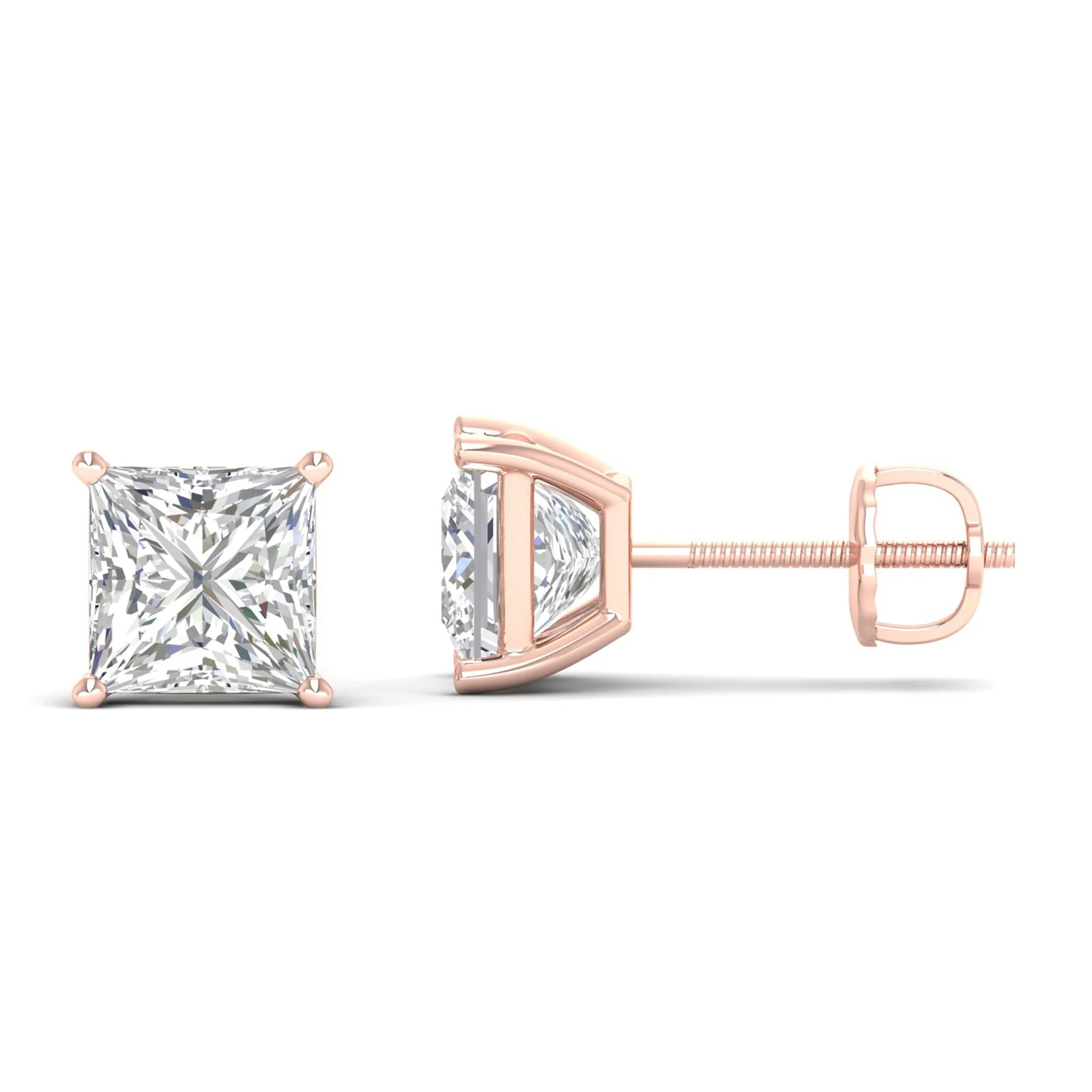 10 ctw Classic Princess Solitaire Ear Stud - Image 11