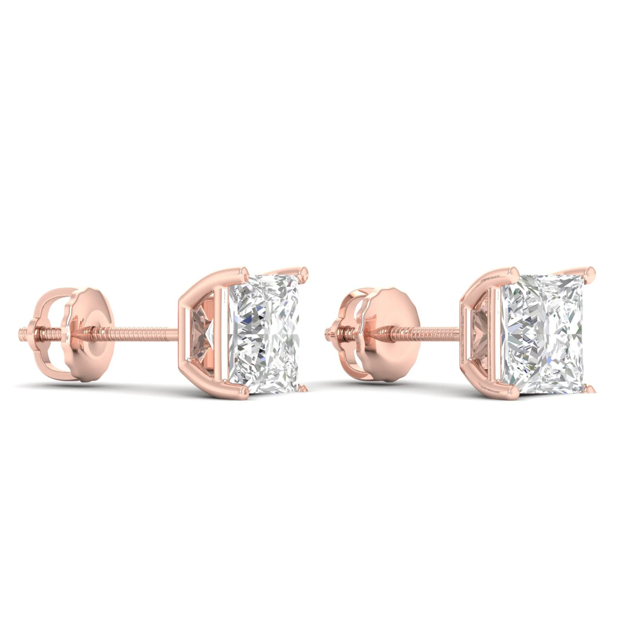 10 ctw Classic Princess Solitaire Ear Stud - Image 12