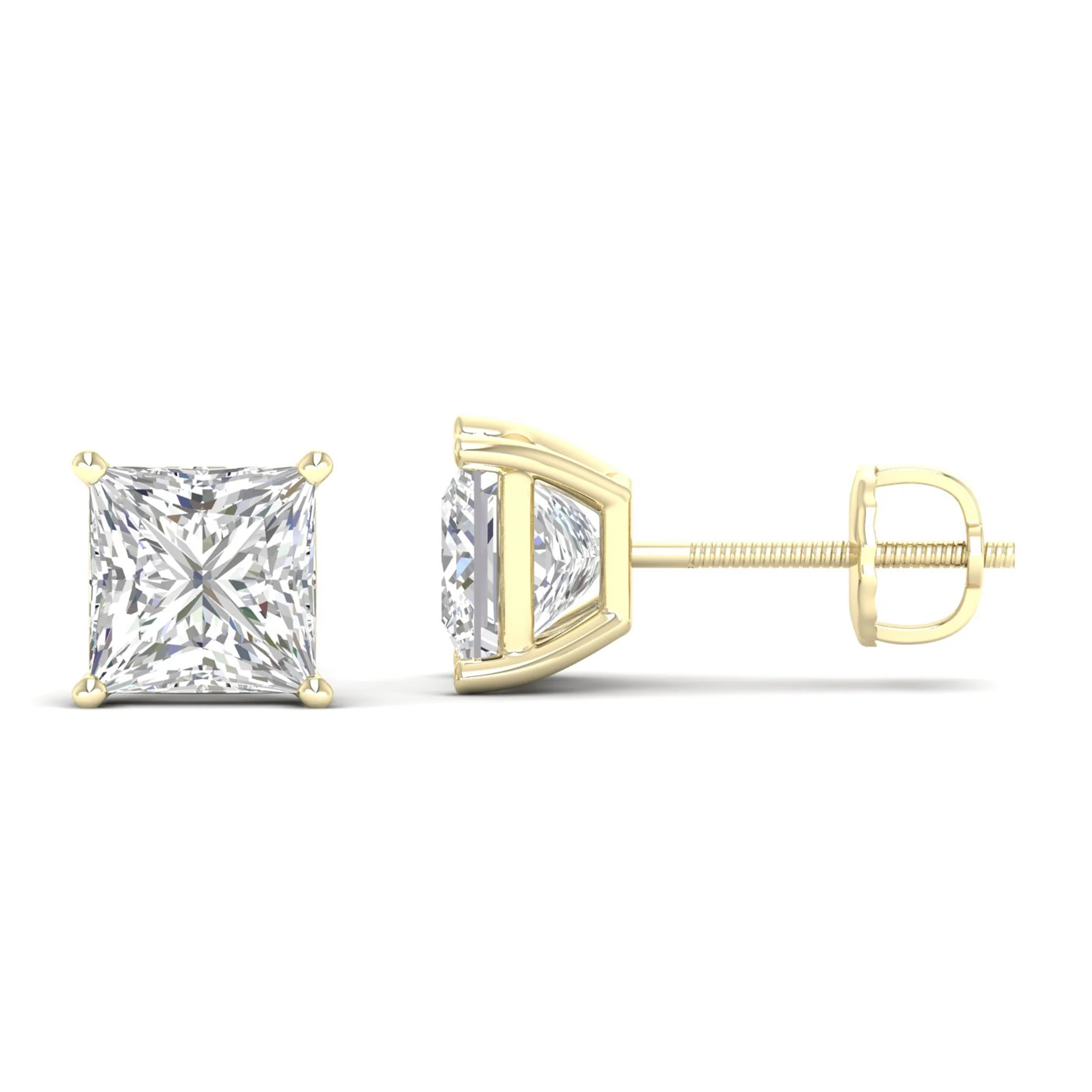 10 ctw Classic Princess Solitaire Ear Stud - Image 2