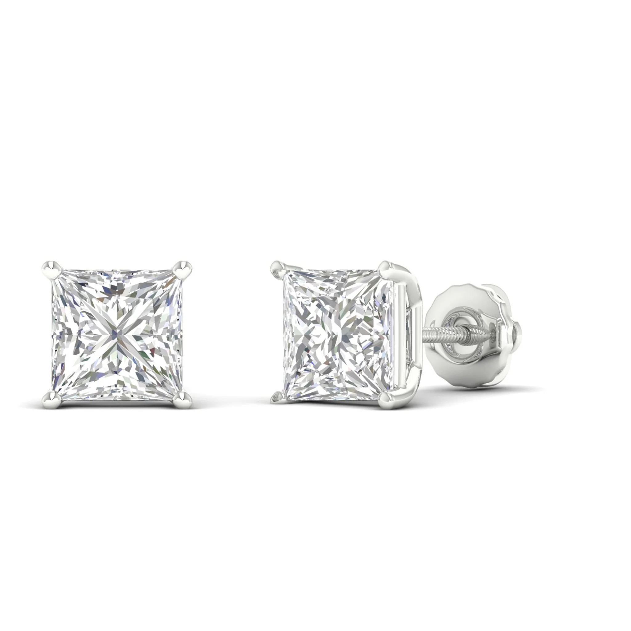 10 ctw Classic Princess Solitaire Ear Stud - Image 5