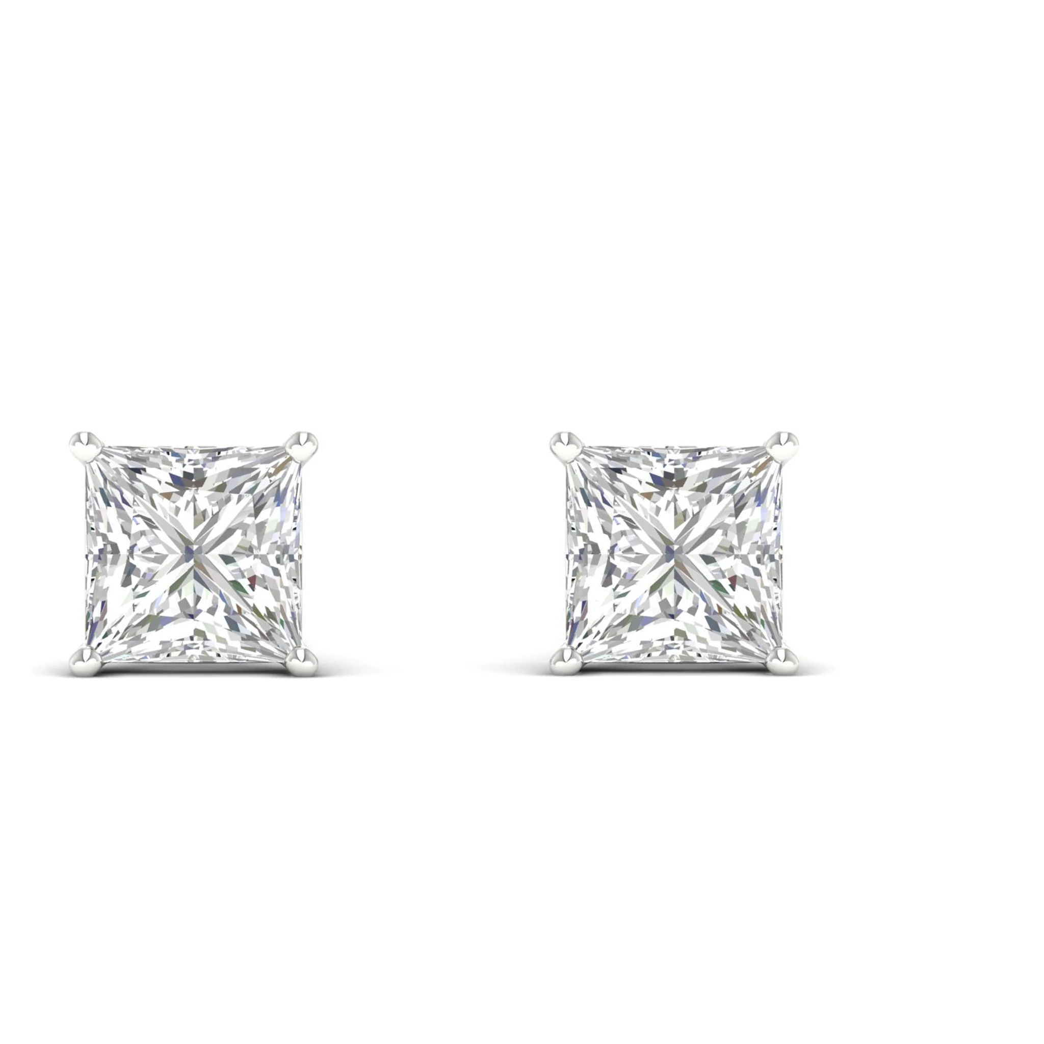 10 ctw Classic Princess Solitaire Ear Stud - Image 6