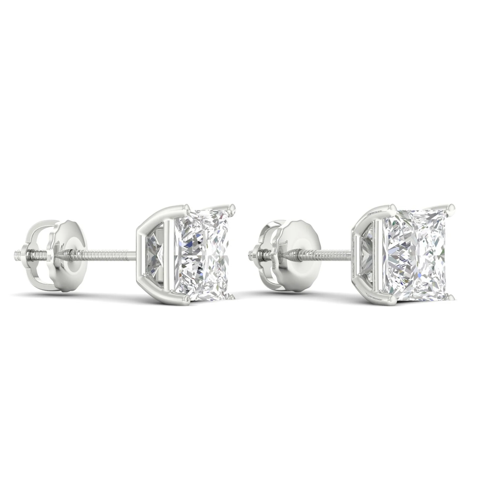 10 ctw Classic Princess Solitaire Ear Stud - Image 7