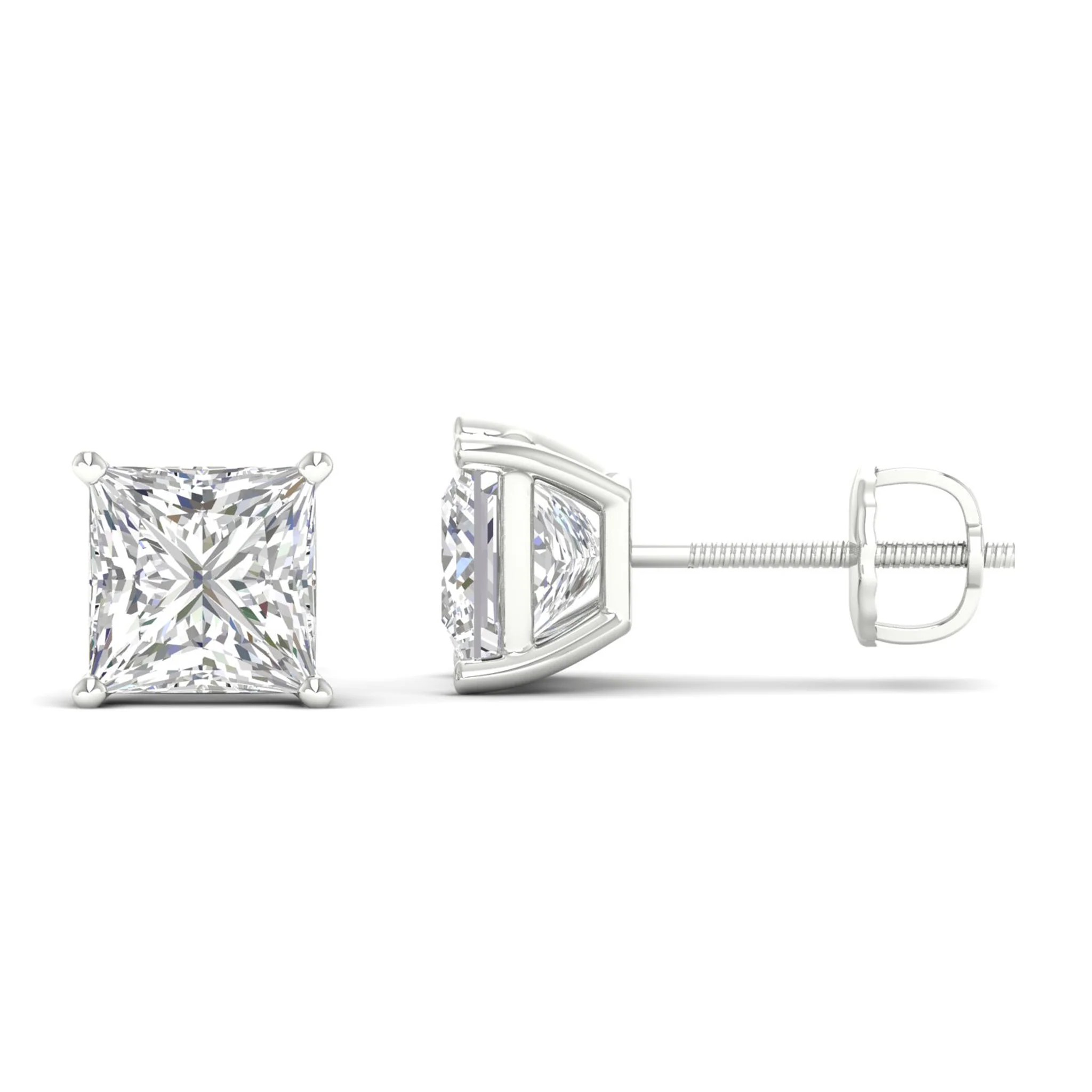 10 ctw Classic Princess Solitaire Ear Stud - Image 8