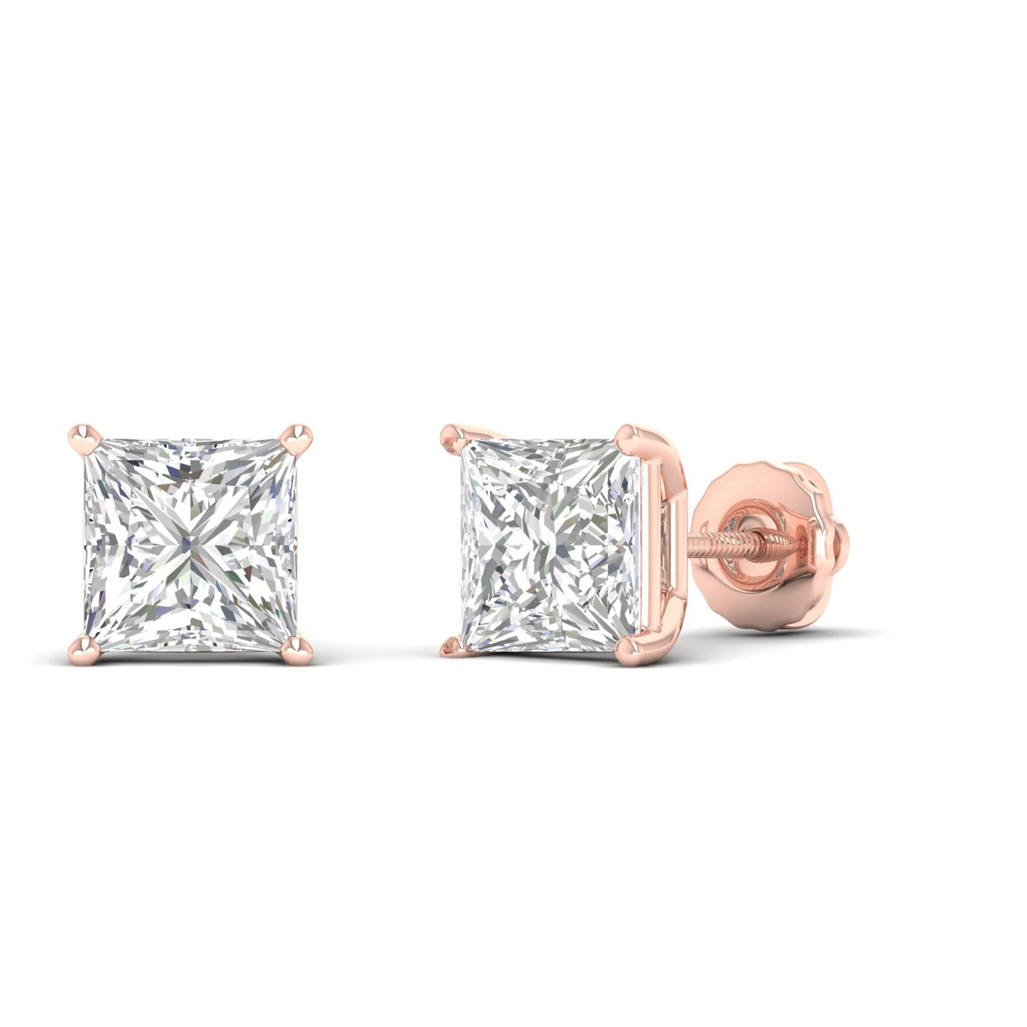 10 ctw Classic Princess Solitaire Ear Stud - Image 9