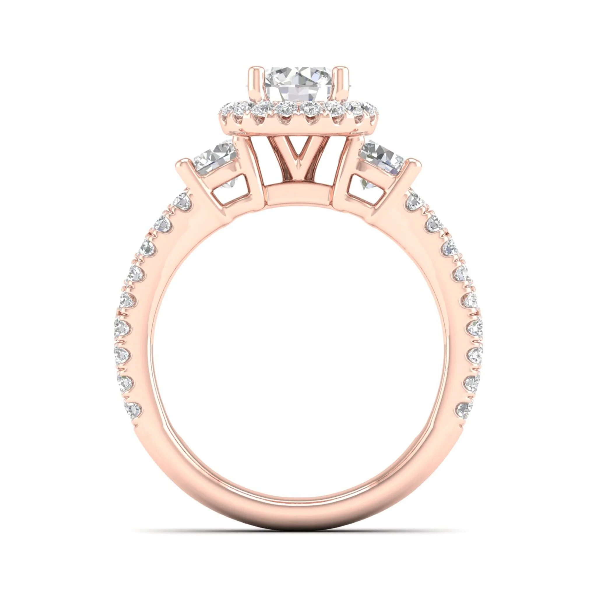 2 1/10 ctw Round Side Stone Double Row Halo Ring - Image 10