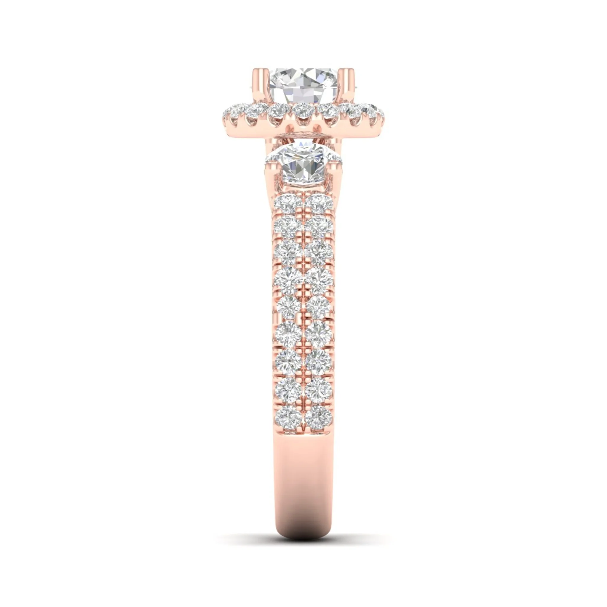 2 1/10 ctw Round Side Stone Double Row Halo Ring - Image 11