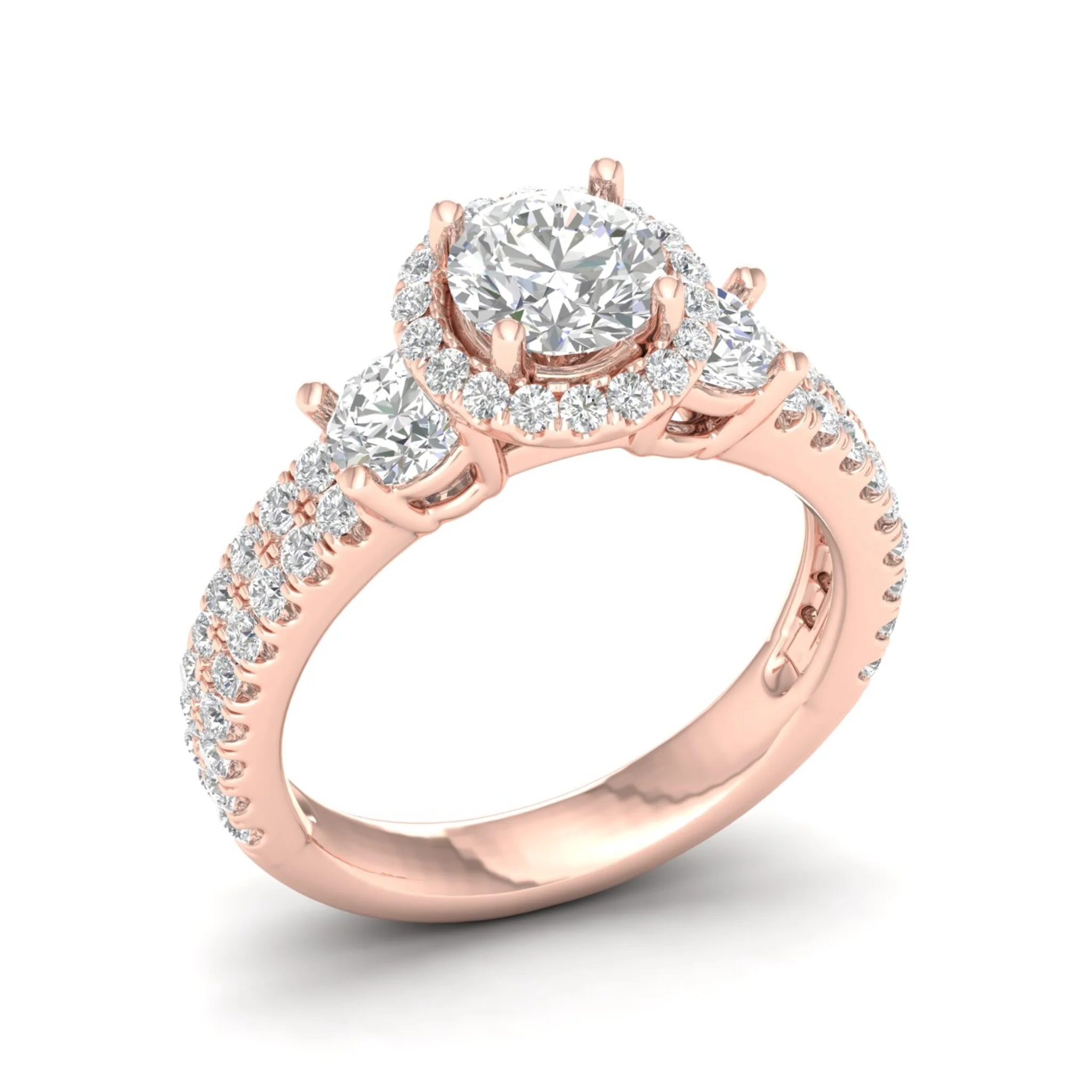 2 1/10 ctw Round Side Stone Double Row Halo Ring - Image 12