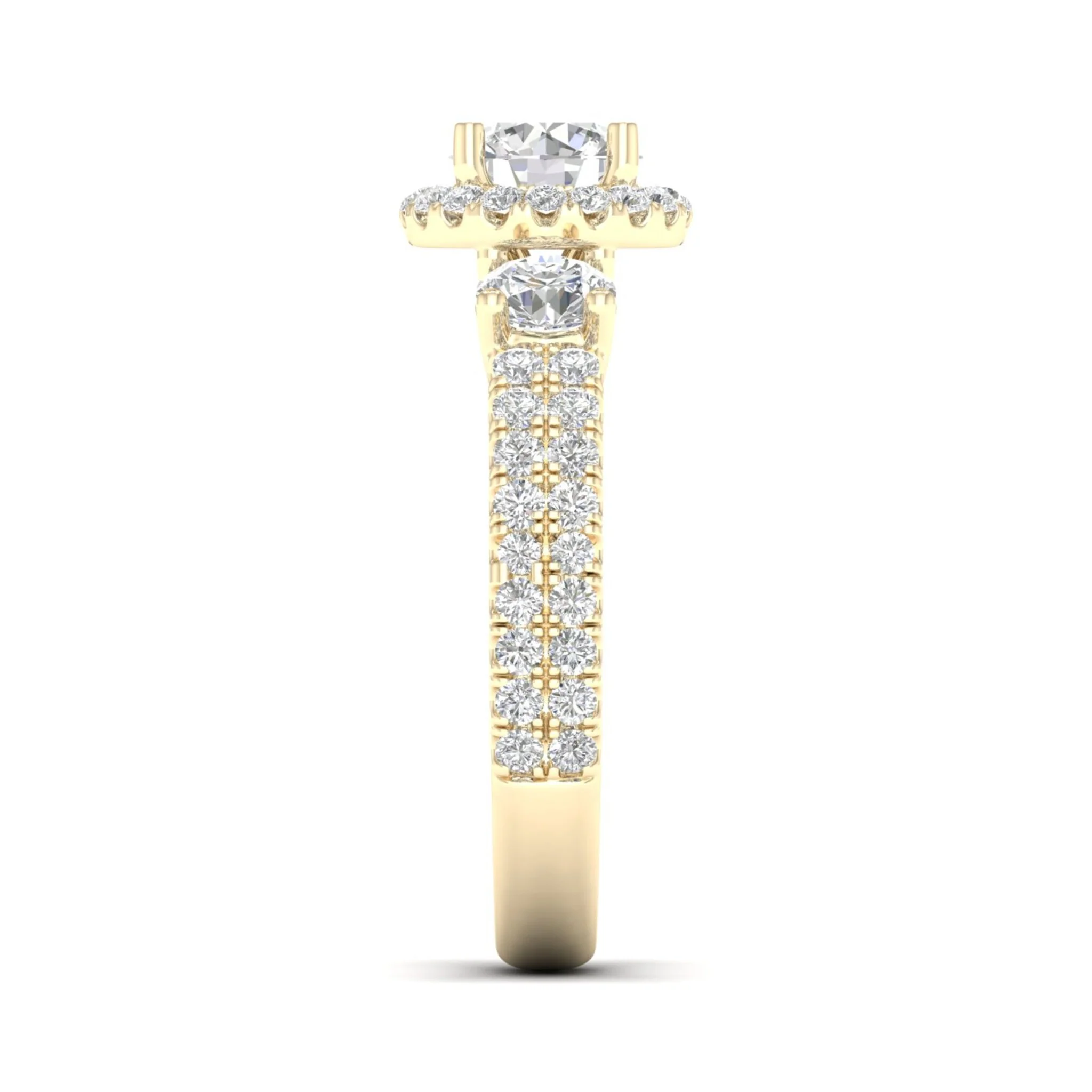 2 1/10 ctw Round Side Stone Double Row Halo Ring - Image 3