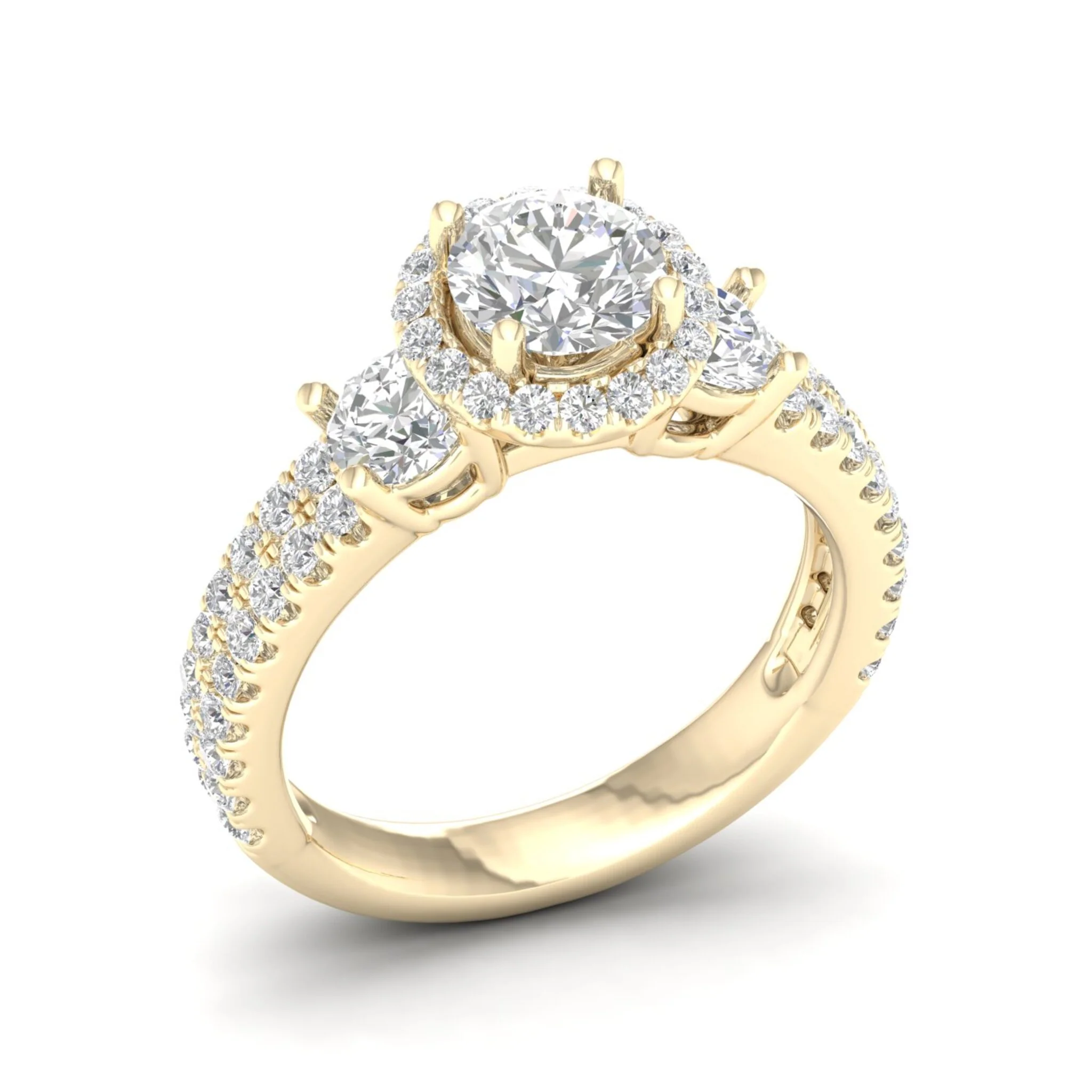 2 1/10 ctw Round Side Stone Double Row Halo Ring - Image 4