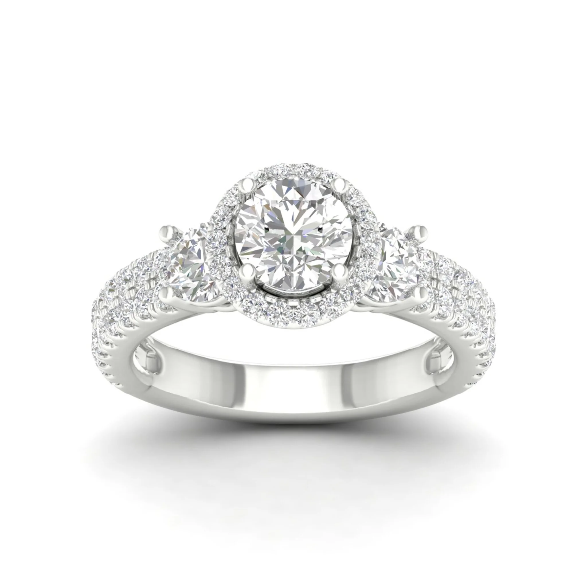 2 1/10 ctw Round Side Stone Double Row Halo Ring - Image 5