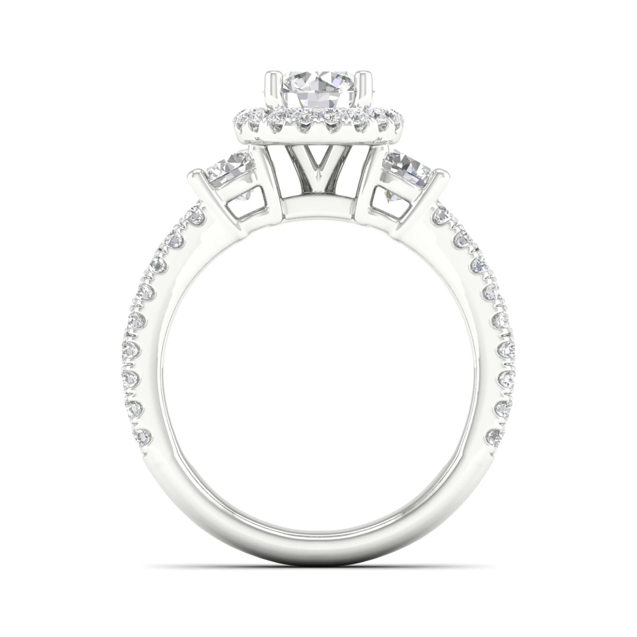 2 1/10 ctw Round Side Stone Double Row Halo Ring - Image 6