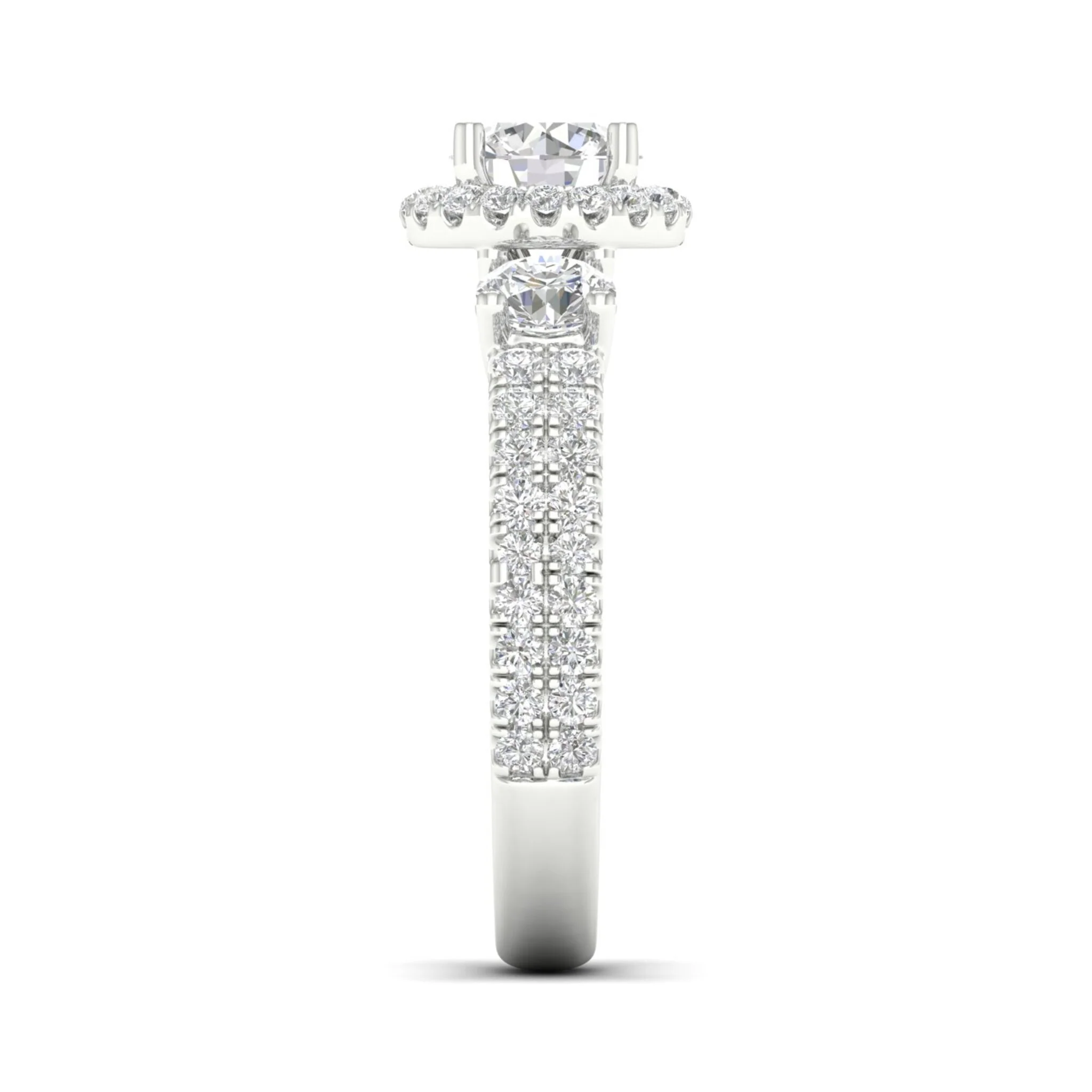 2 1/10 ctw Round Side Stone Double Row Halo Ring - Image 7