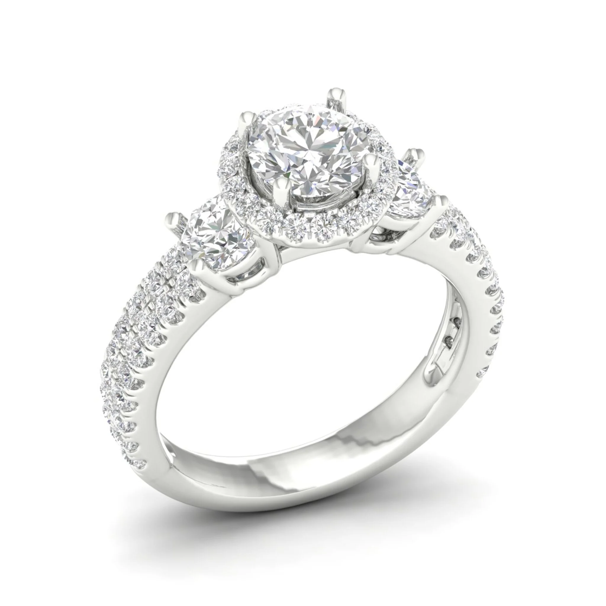 2 1/10 ctw Round Side Stone Double Row Halo Ring - Image 8