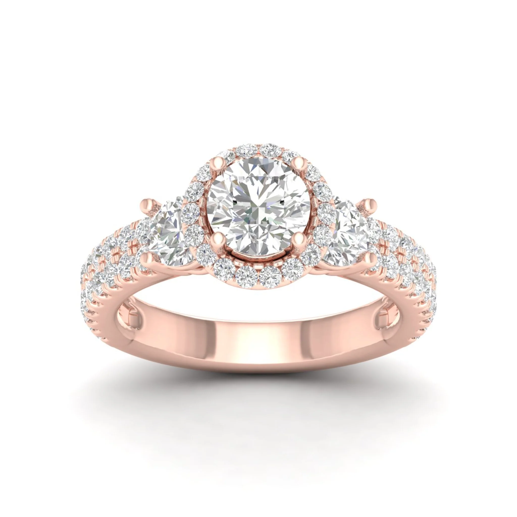2 1/10 ctw Round Side Stone Double Row Halo Ring - Image 9