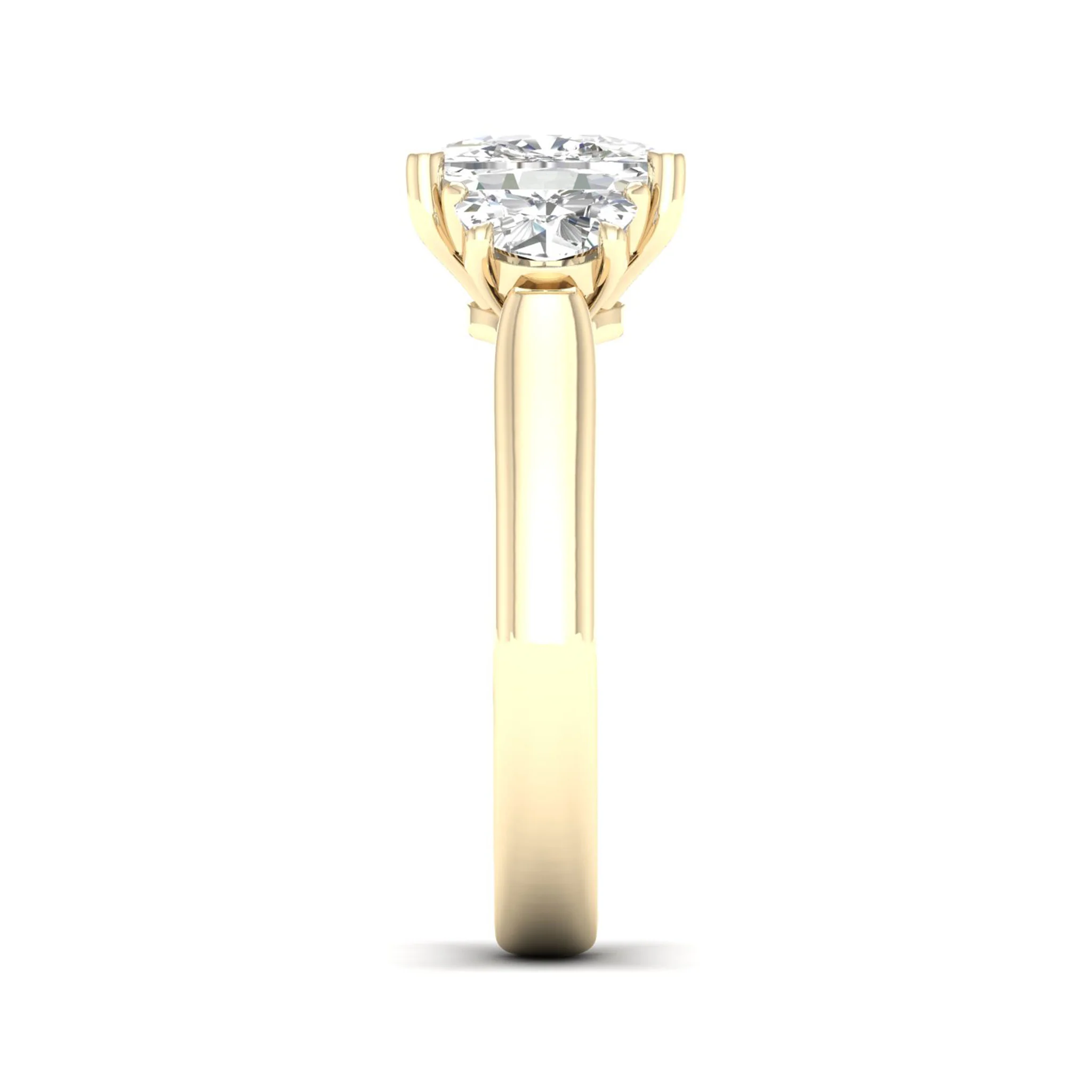 2 1/2 ctw Cushion Side Stone Three Stone Ring - Image 3