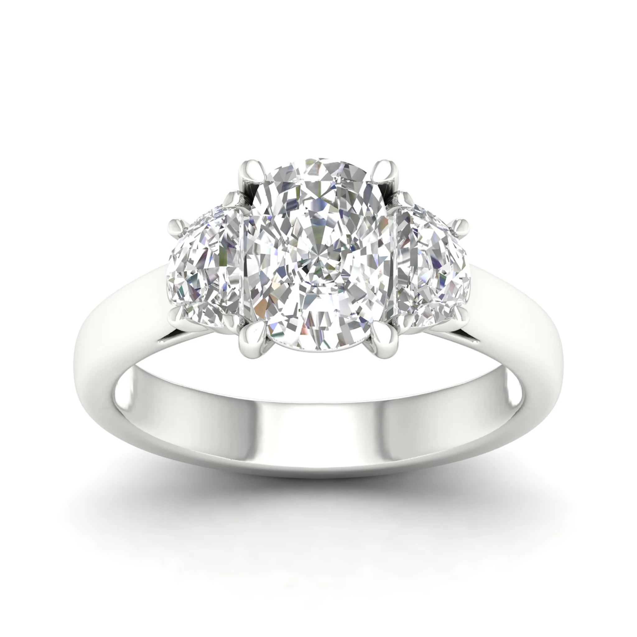 2 1/2 ctw Cushion Side Stone Three Stone Ring - Image 5