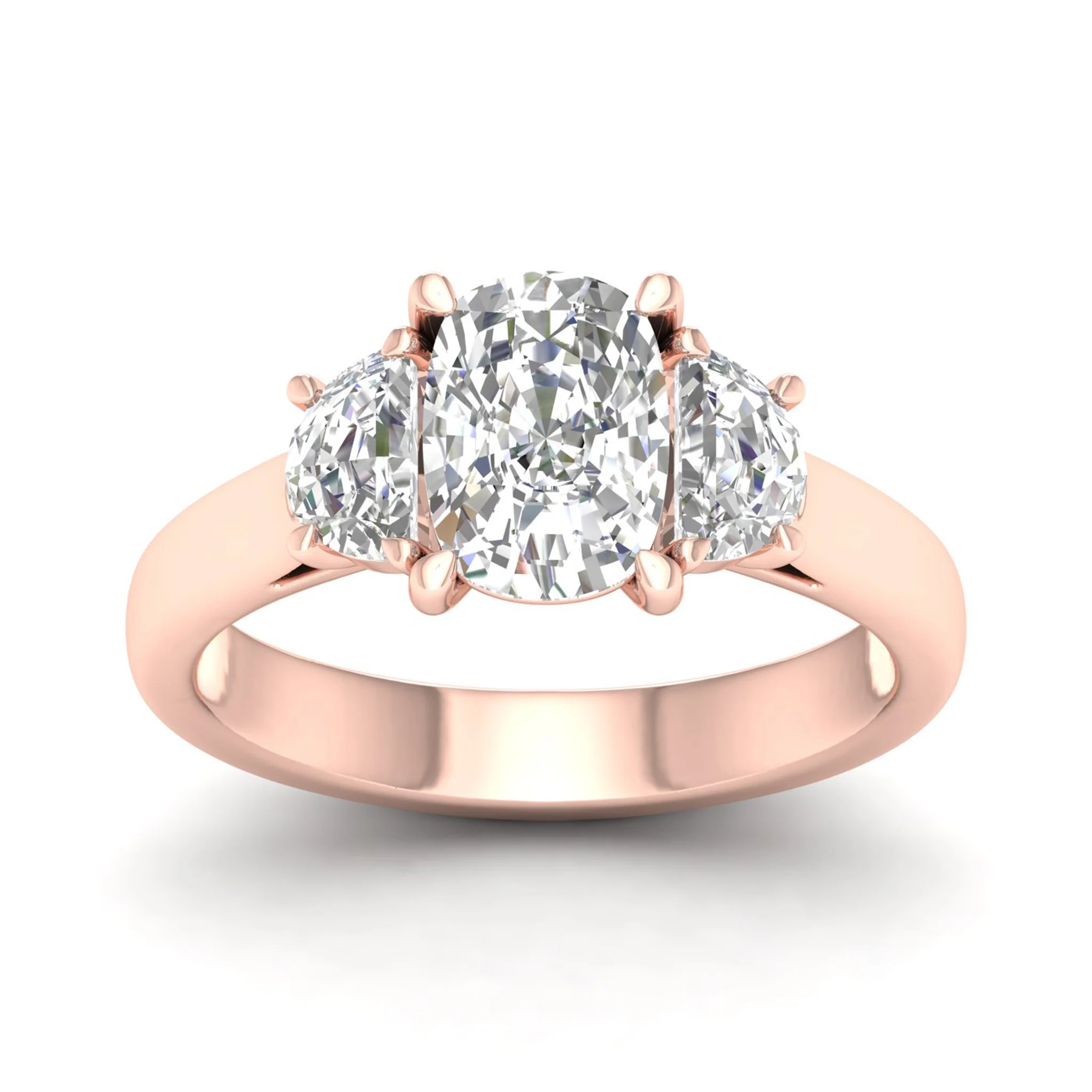 2 1/2 ctw Cushion Side Stone Three Stone Ring - Image 9