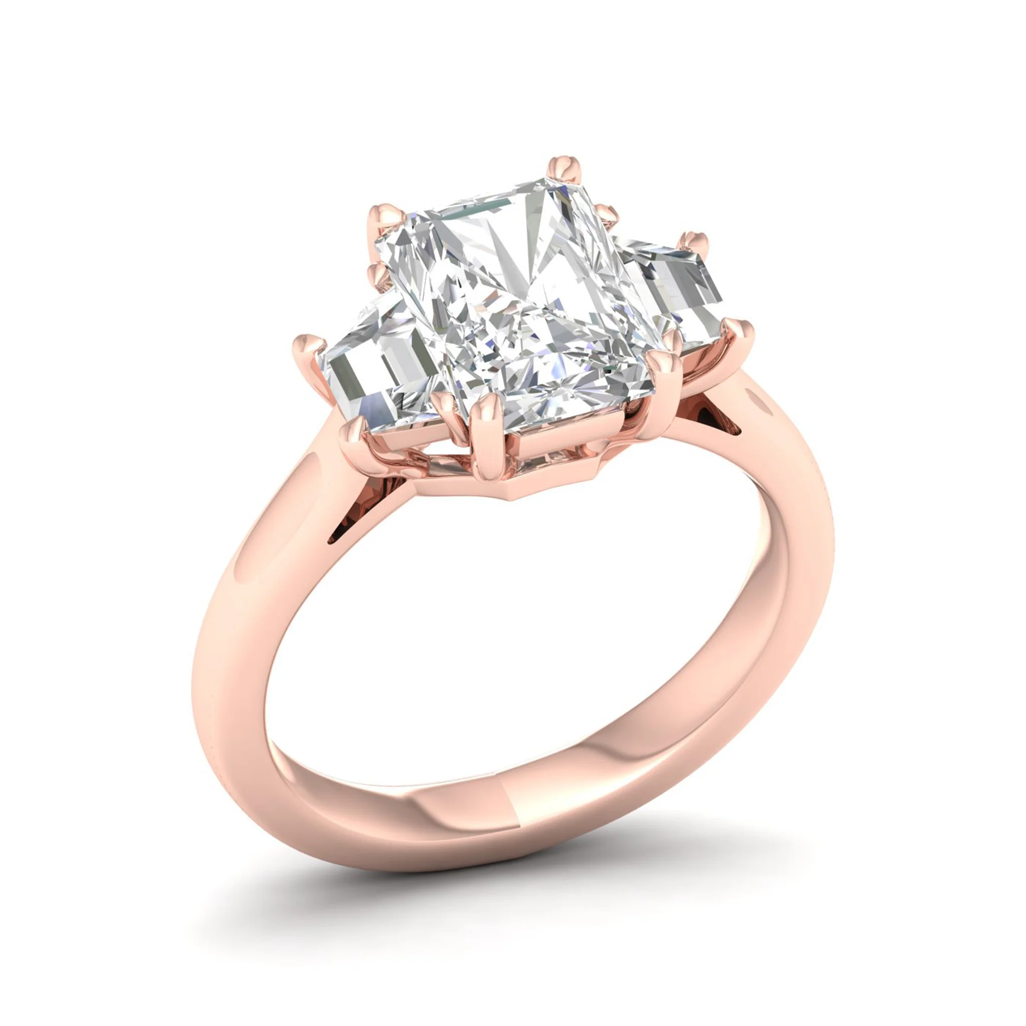 2 1/2 ctw Emerald Trillion Side Stone Three Stone Ring - Image 12