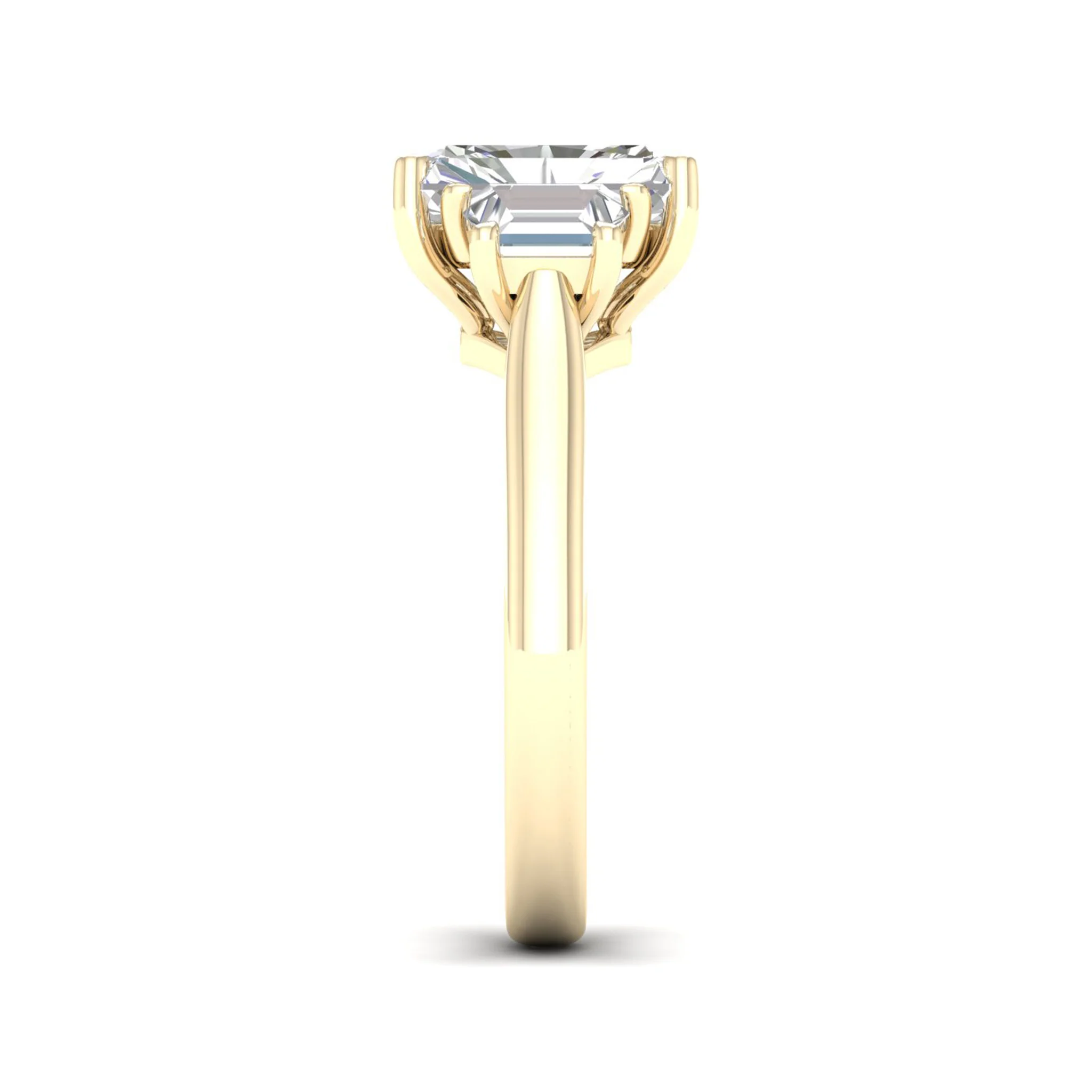 2 1/2 ctw Emerald Trillion Side Stone Three Stone Ring - Image 3