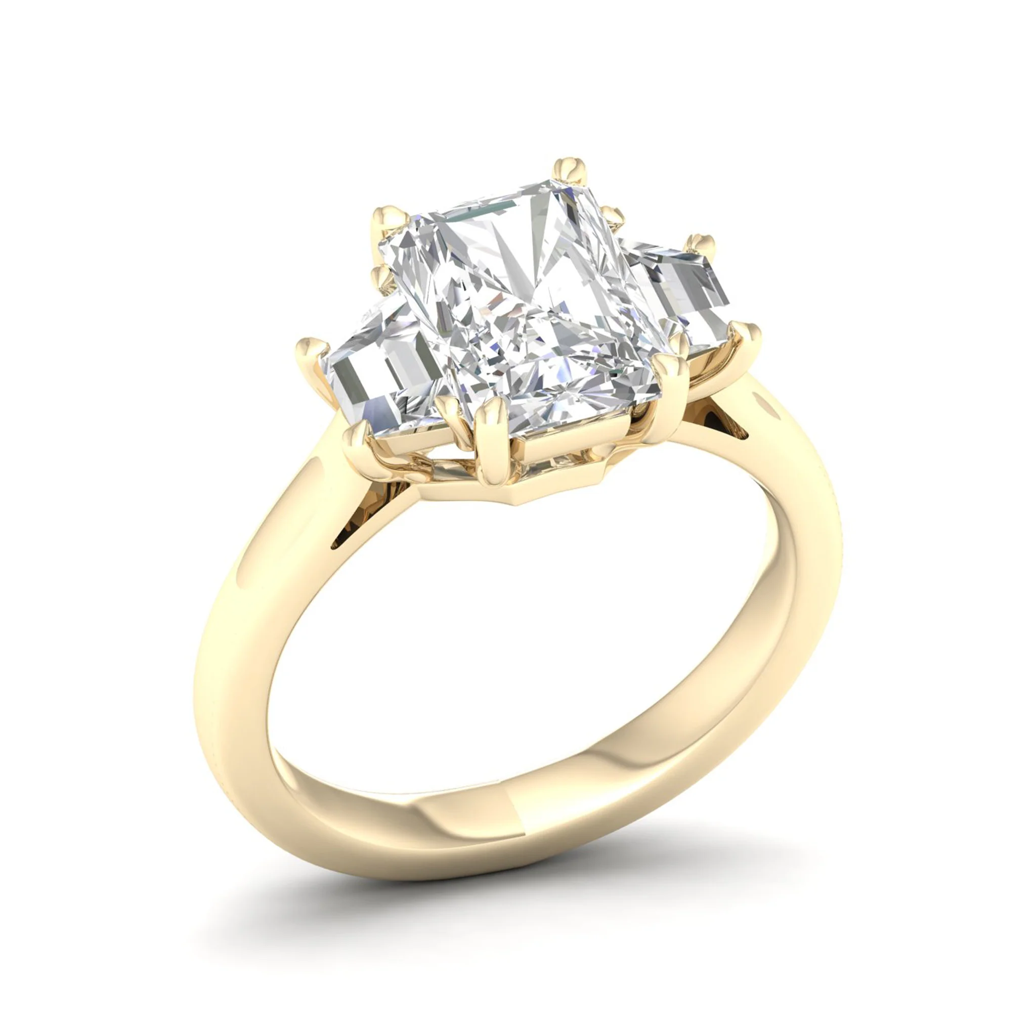 2 1/2 ctw Emerald Trillion Side Stone Three Stone Ring - Image 4