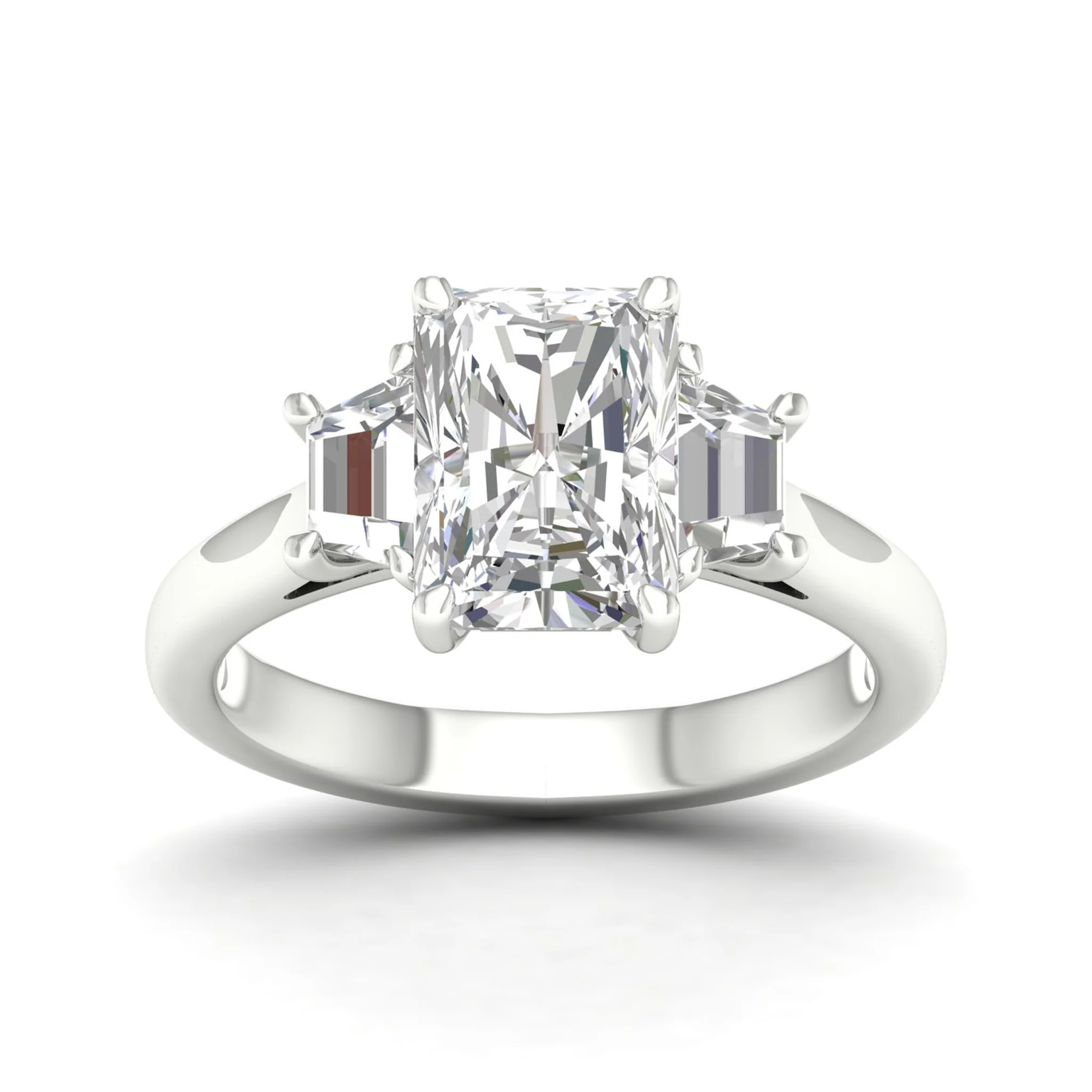 2 1/2 ctw Emerald Trillion Side Stone Three Stone Ring - Image 5