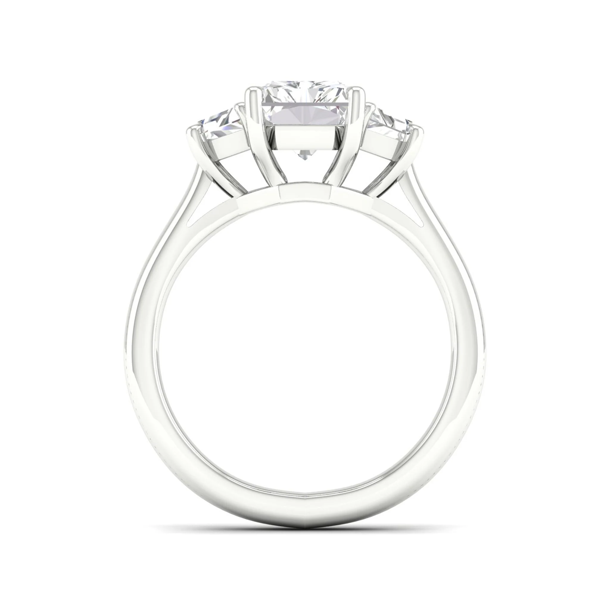 2 1/2 ctw Emerald Trillion Side Stone Three Stone Ring - Image 6