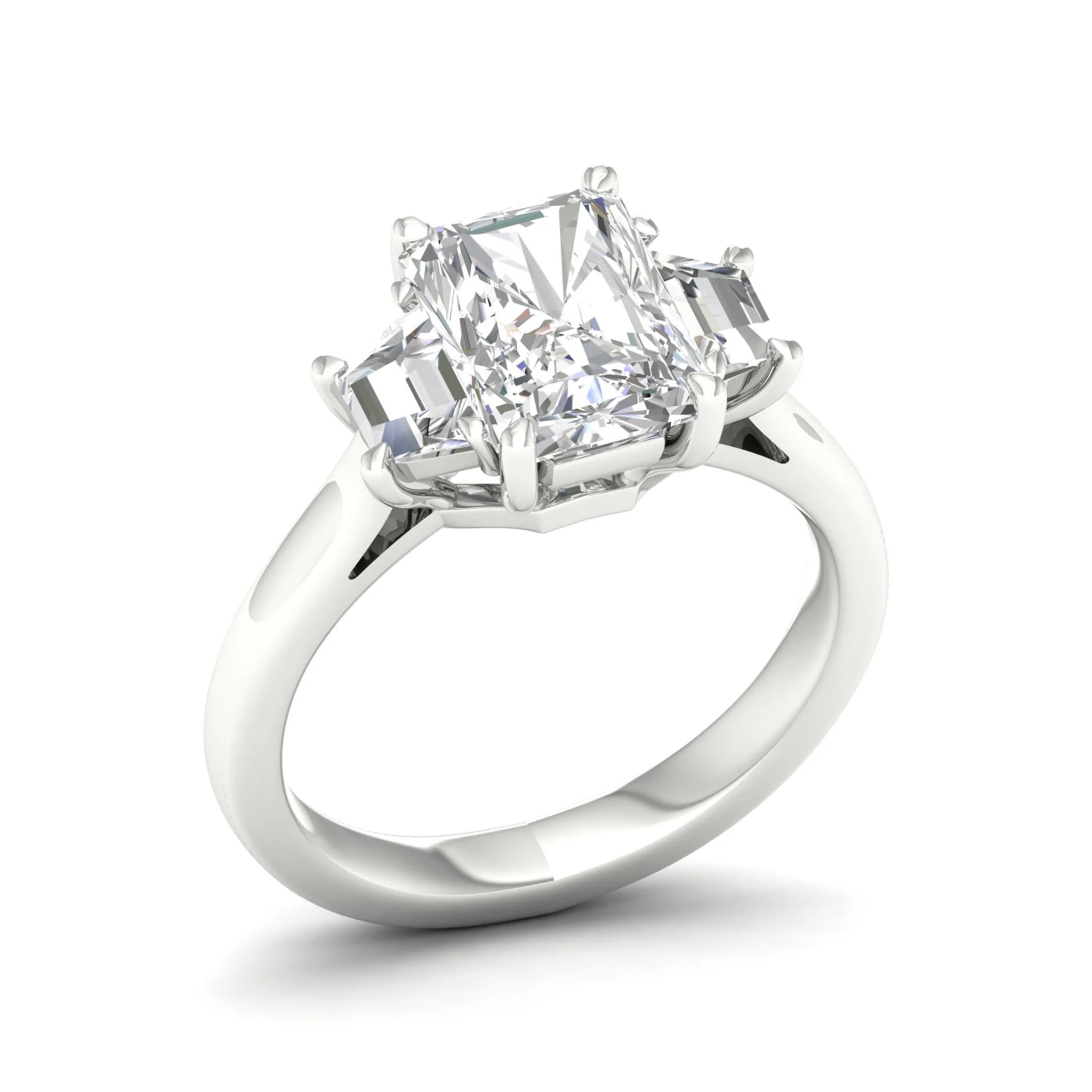 2 1/2 ctw Emerald Trillion Side Stone Three Stone Ring - Image 8
