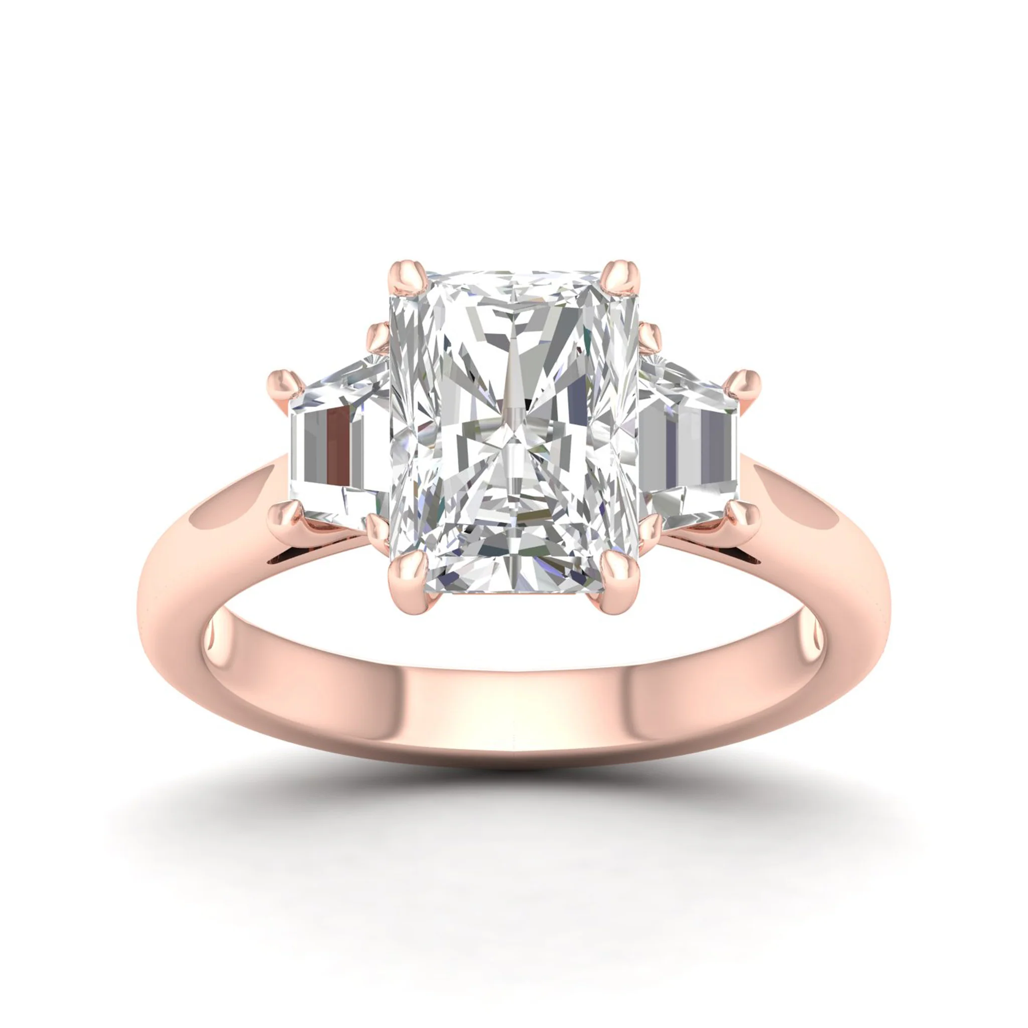 2 1/2 ctw Emerald Trillion Side Stone Three Stone Ring - Image 9