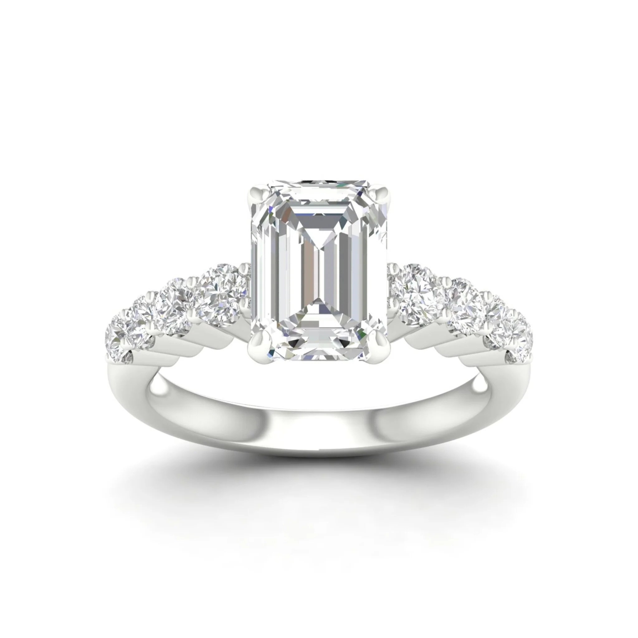 2 1/2 ctw Graduated Emerald Centre Engagement Ring - Image 4