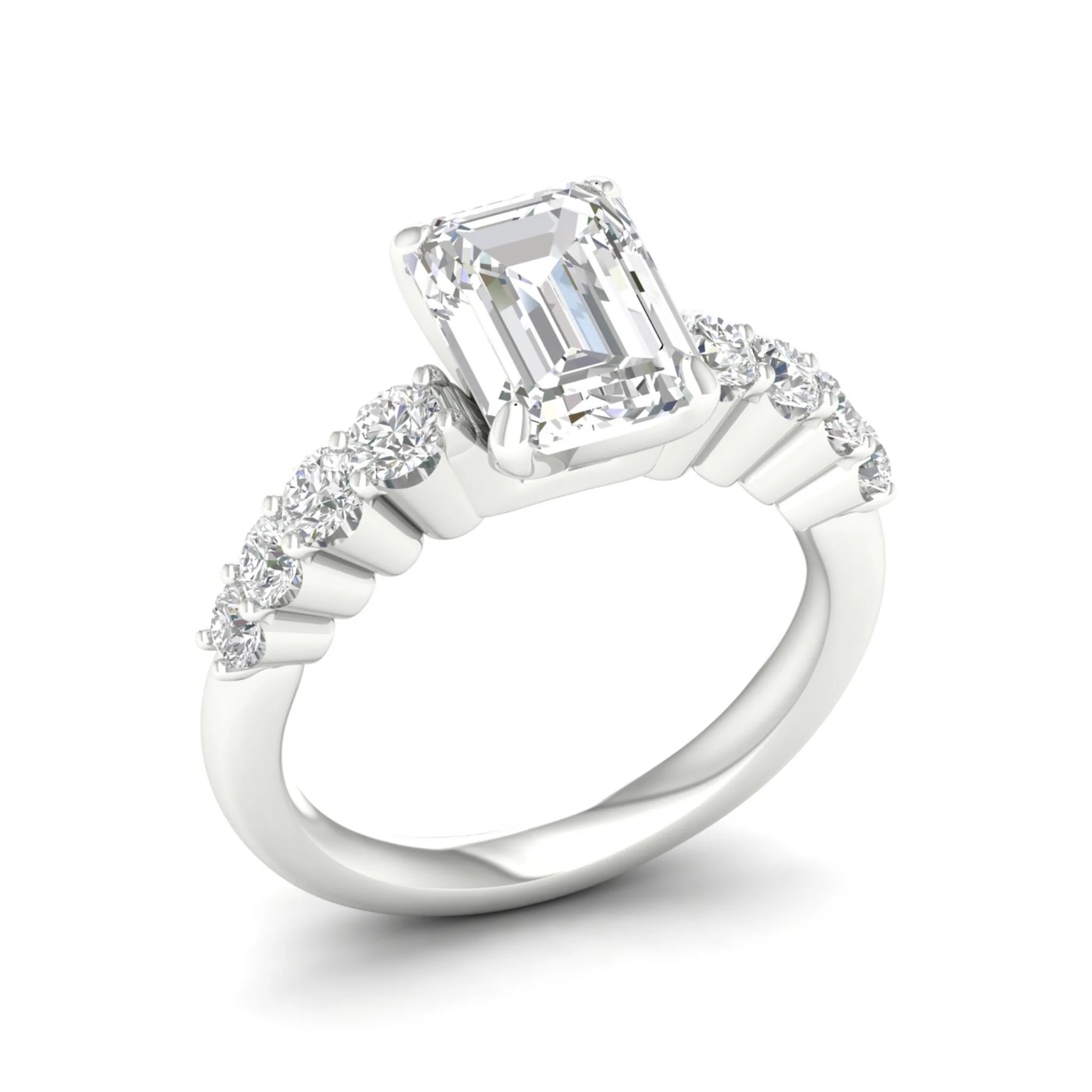 2 1/2 ctw Graduated Emerald Centre Engagement Ring - Image 7