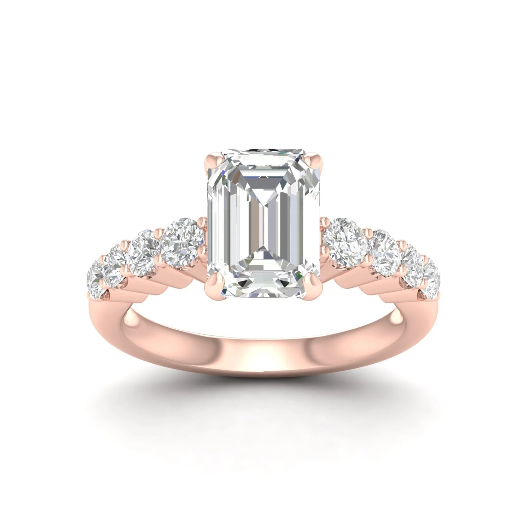 2 1/2 ctw Graduated Emerald Centre Engagement Ring - Image 8