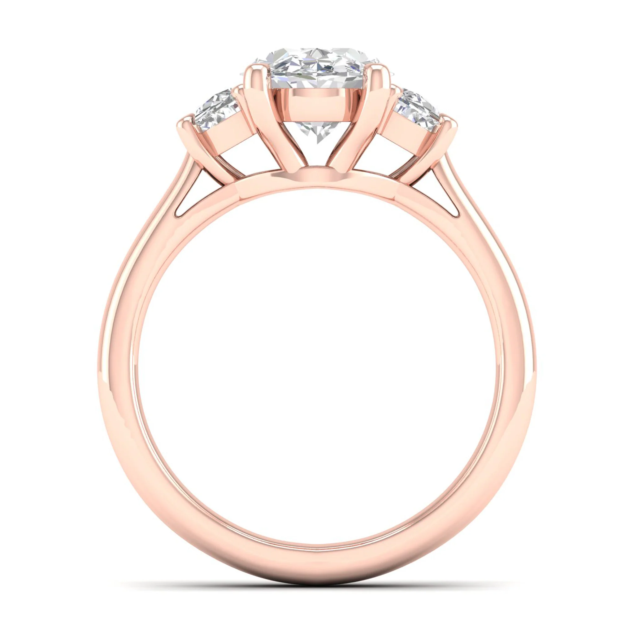 2 1/2 ctw Oval Halfmoon Three Stone Ring - Image 10