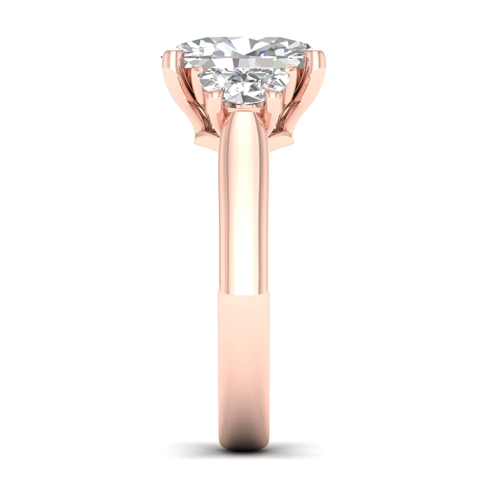 2 1/2 ctw Oval Halfmoon Three Stone Ring - Image 11