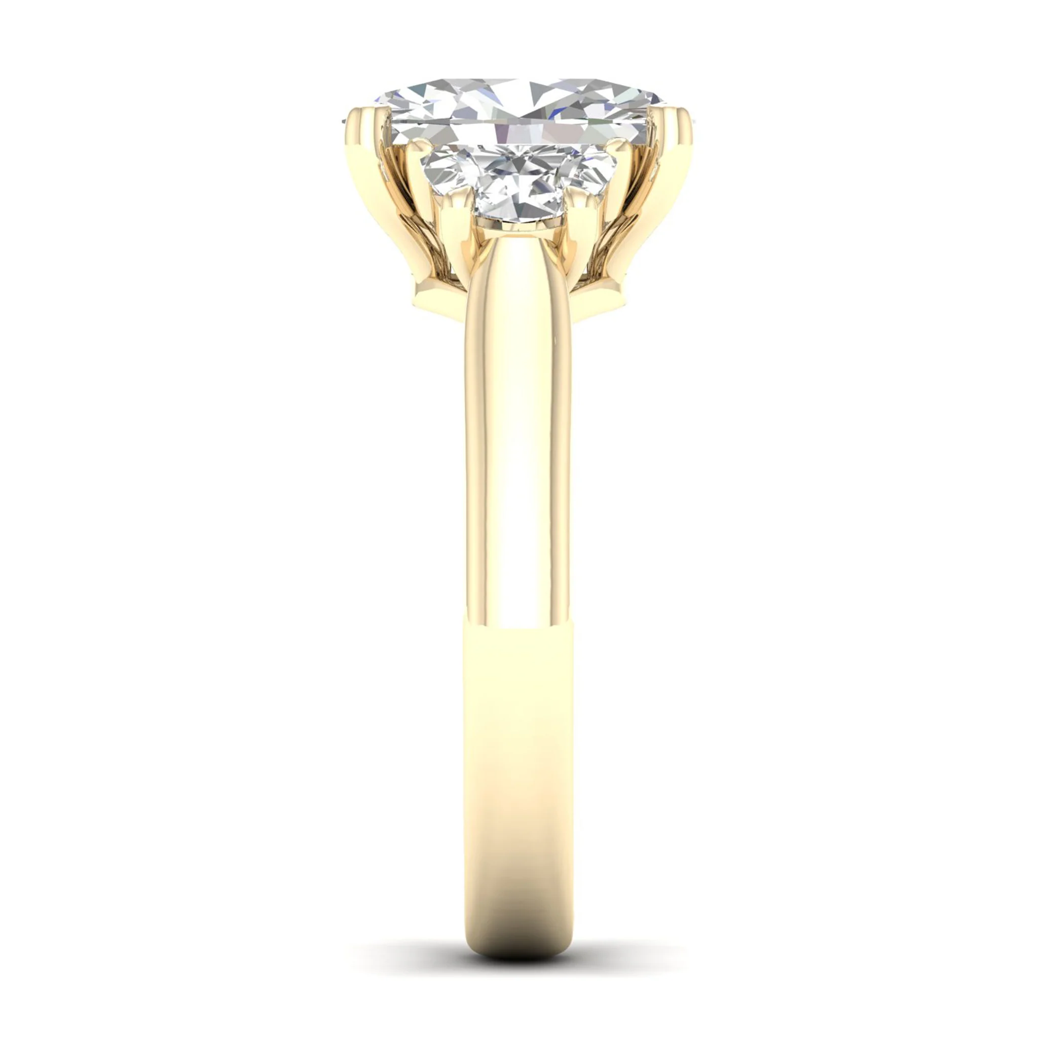 2 1/2 ctw Oval Halfmoon Three Stone Ring - Image 3