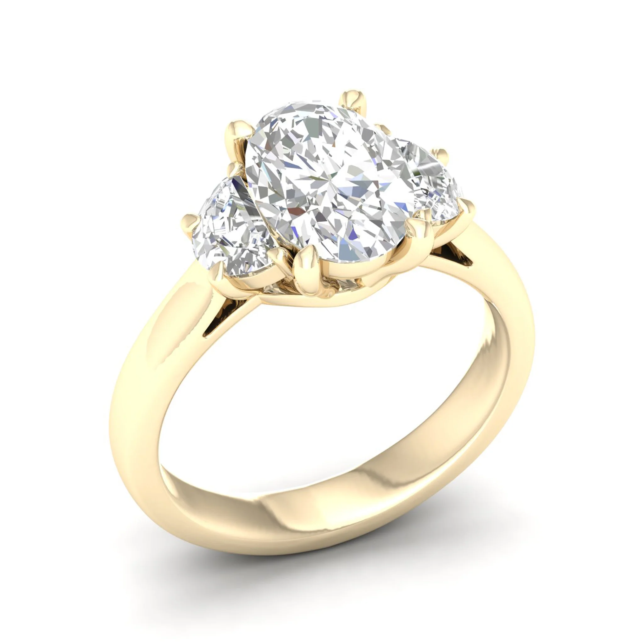 2 1/2 ctw Oval Halfmoon Three Stone Ring - Image 4
