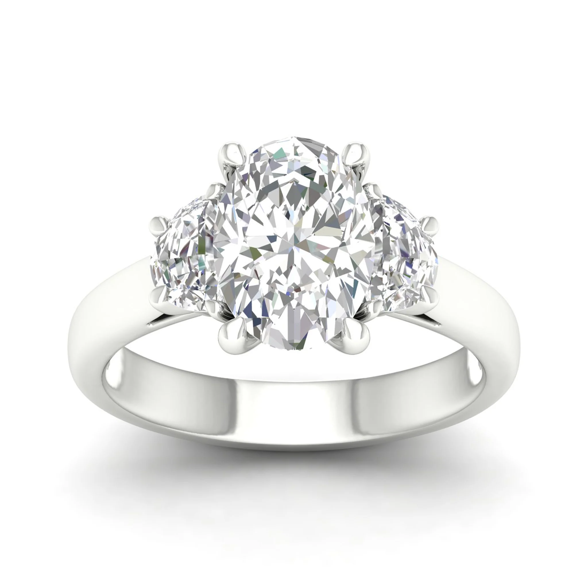 2 1/2 ctw Oval Halfmoon Three Stone Ring - Image 5