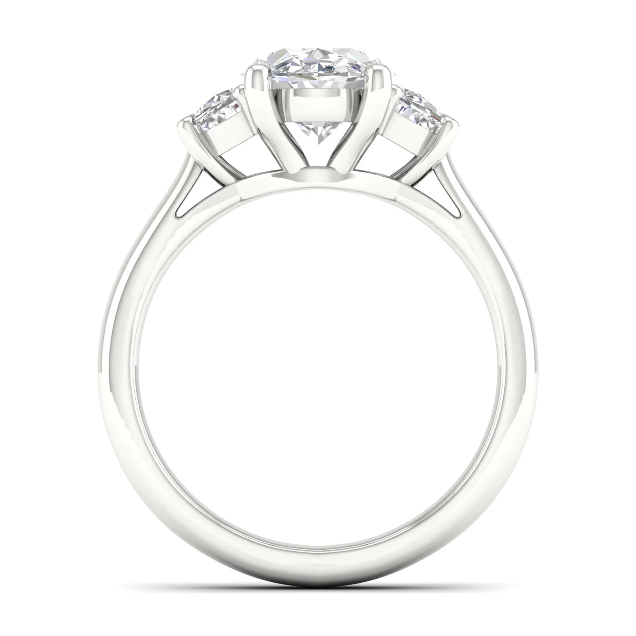2 1/2 ctw Oval Halfmoon Three Stone Ring - Image 6