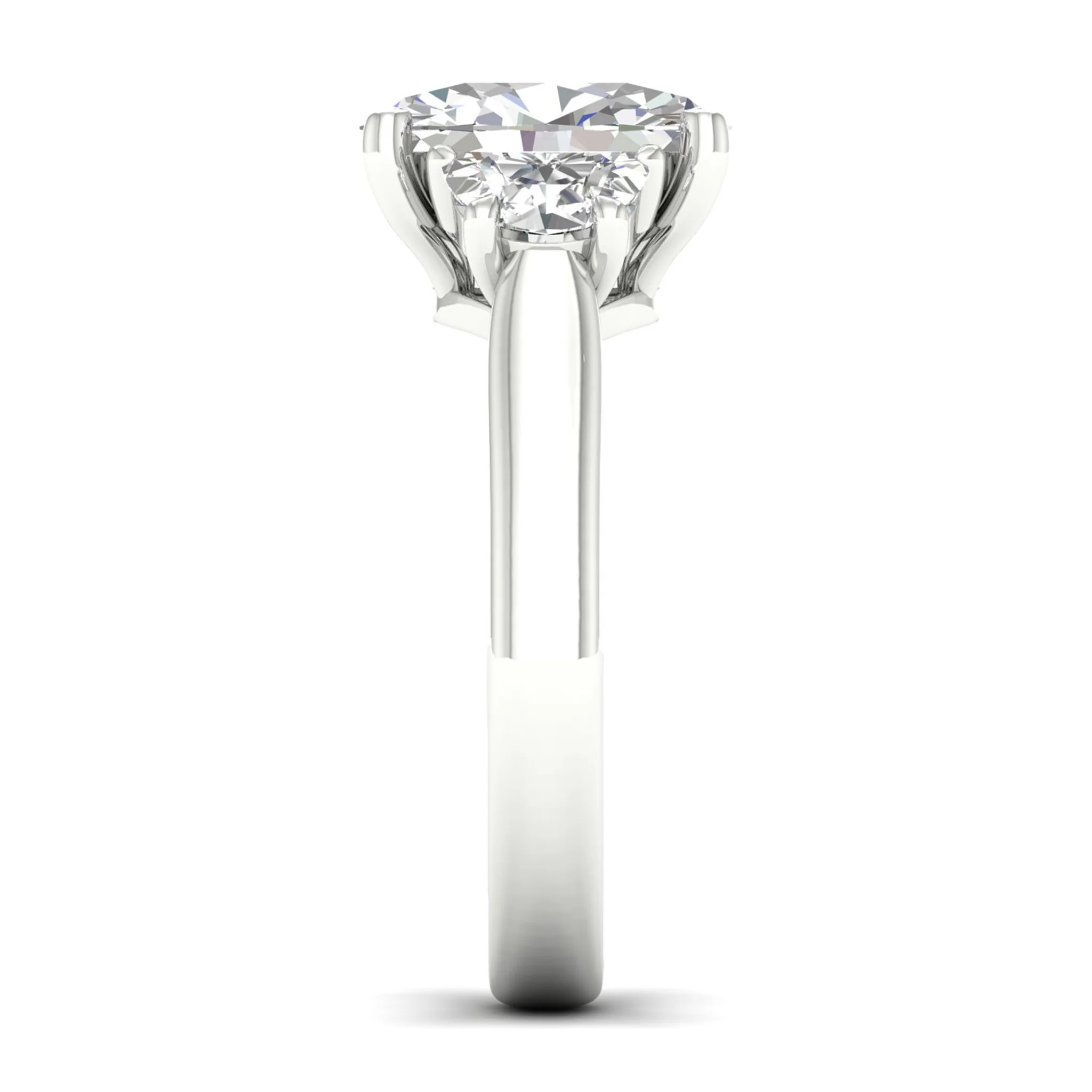 2 1/2 ctw Oval Halfmoon Three Stone Ring - Image 7