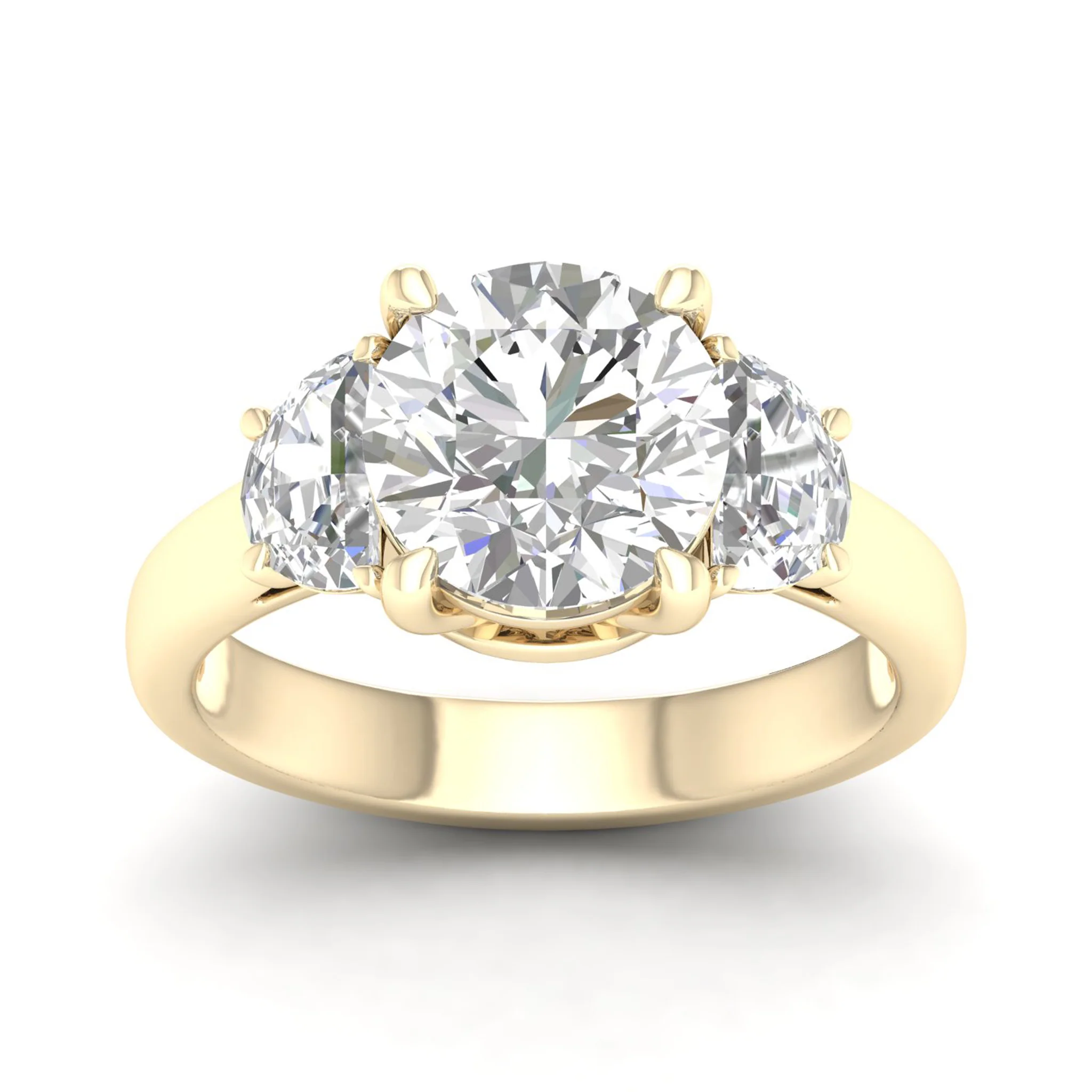 2 1/2 ctw Round Halfmoon Three Stone Ring