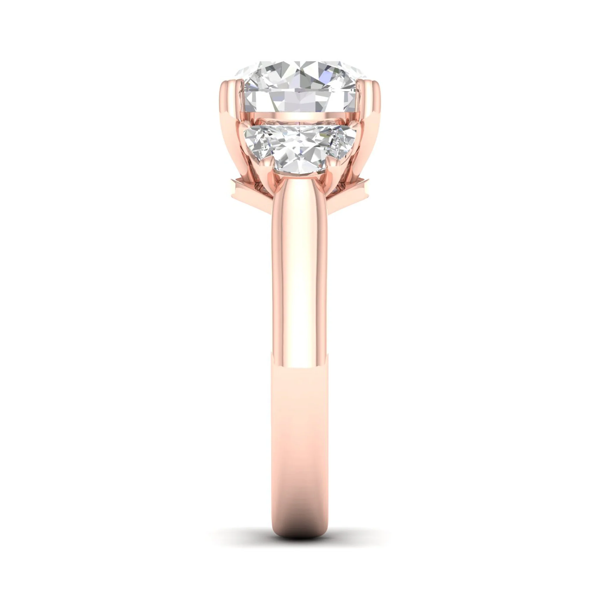 2 1/2 ctw Round Halfmoon Three Stone Ring - Image 11