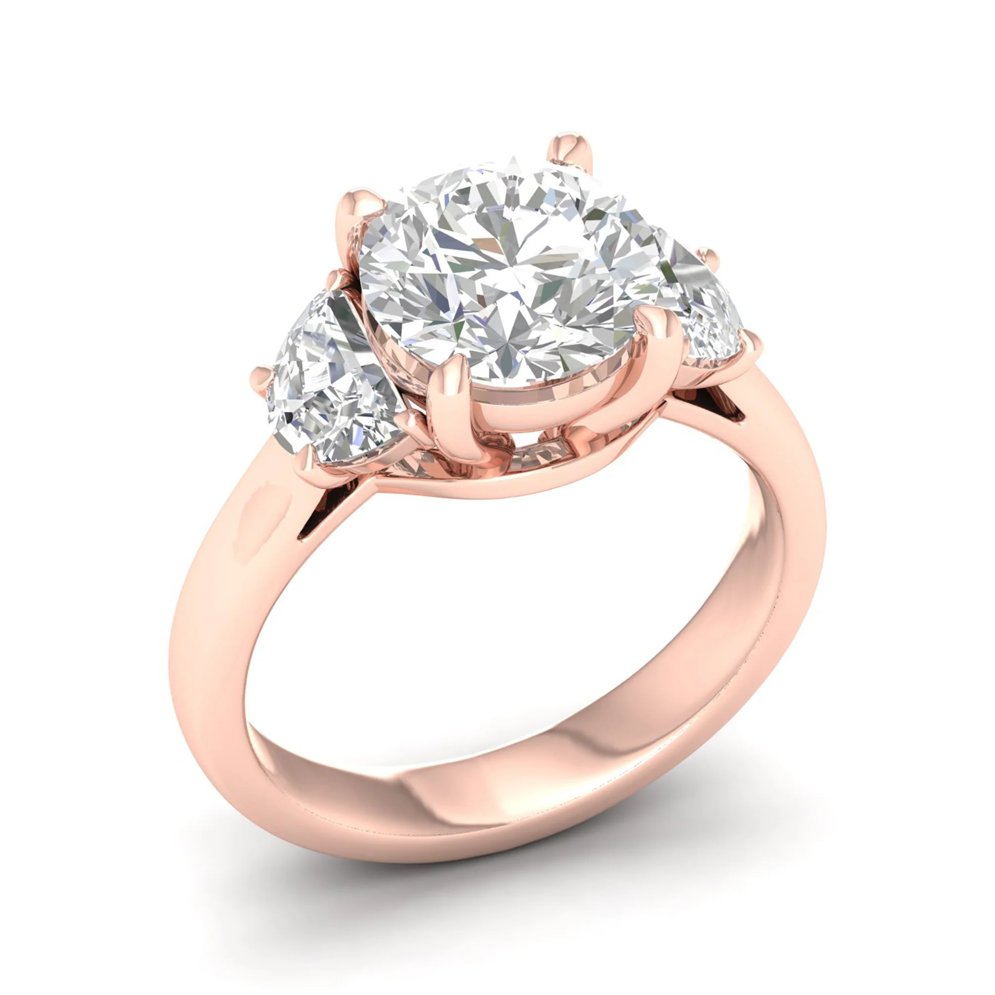 2 1/2 ctw Round Halfmoon Three Stone Ring - Image 12